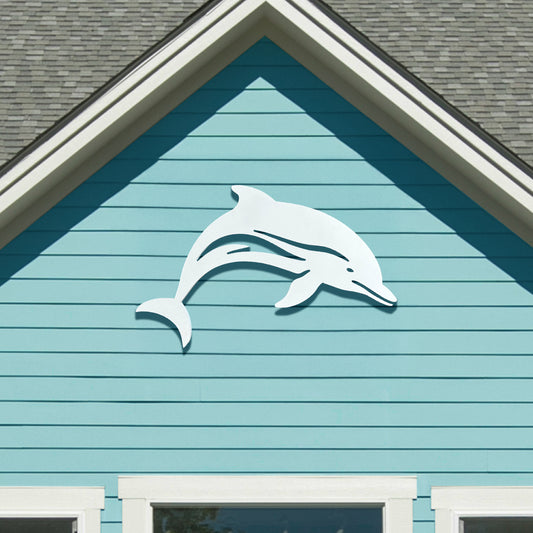 Outdoor Dolphin Sign – Coastal Beach House Wall Decor – PVC Dolphin Indoor Outdoor Use – Nautical Marine Animal Decor for Pool, Shed, Garage