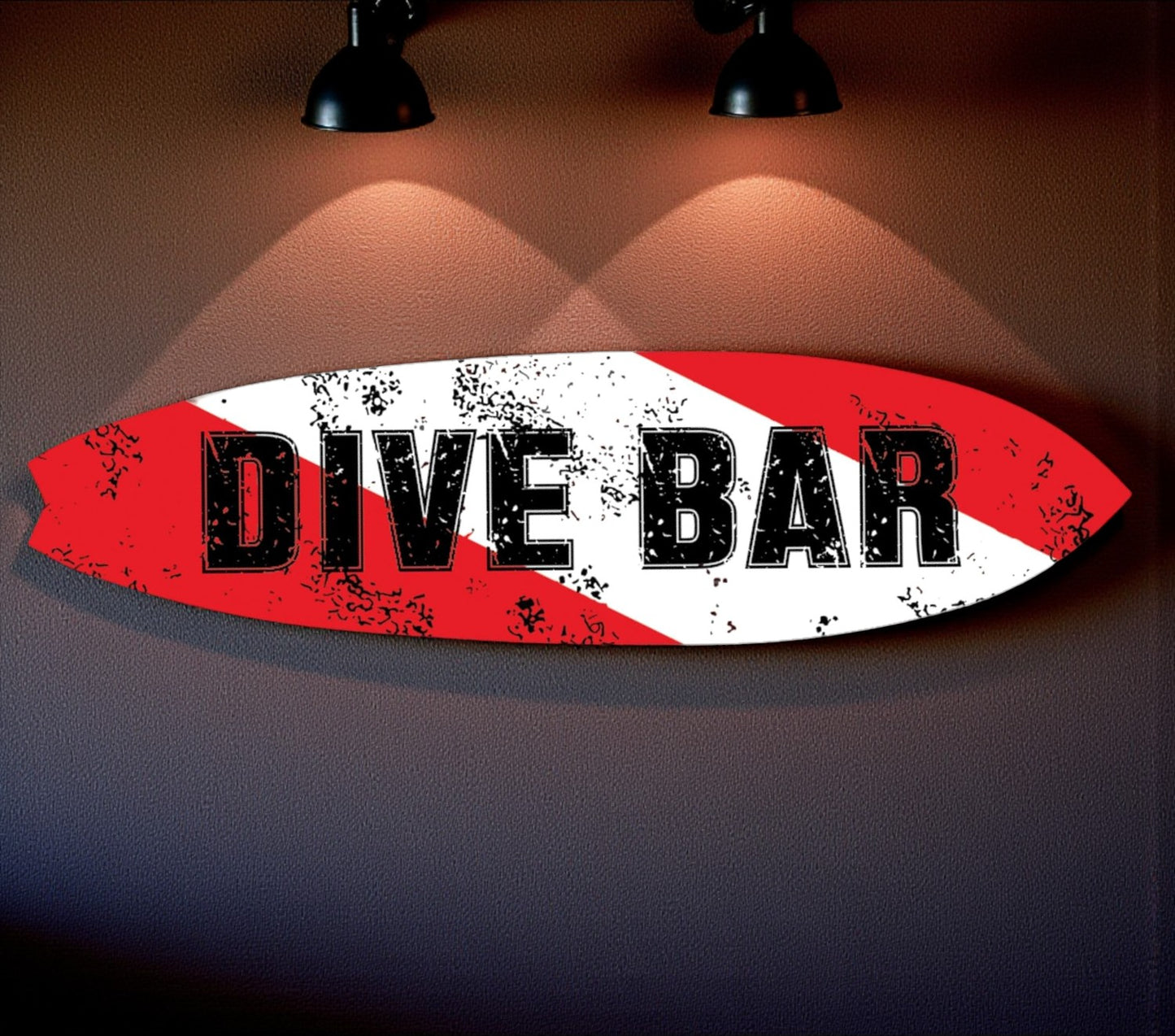 Dive Bar Surfboard Sign, Outdoor PVC Wall Art Beach Decor, Coastal Wall Hanging Weatherproof Decorative Surfboard for Bar Pool or Tiki Hut