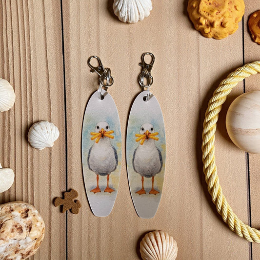 Funny Seagull Keychains Set of 2 – PVC Beach Keyrings for Bags, Backpacks, or Keys – Coastal Souvenir or Gift