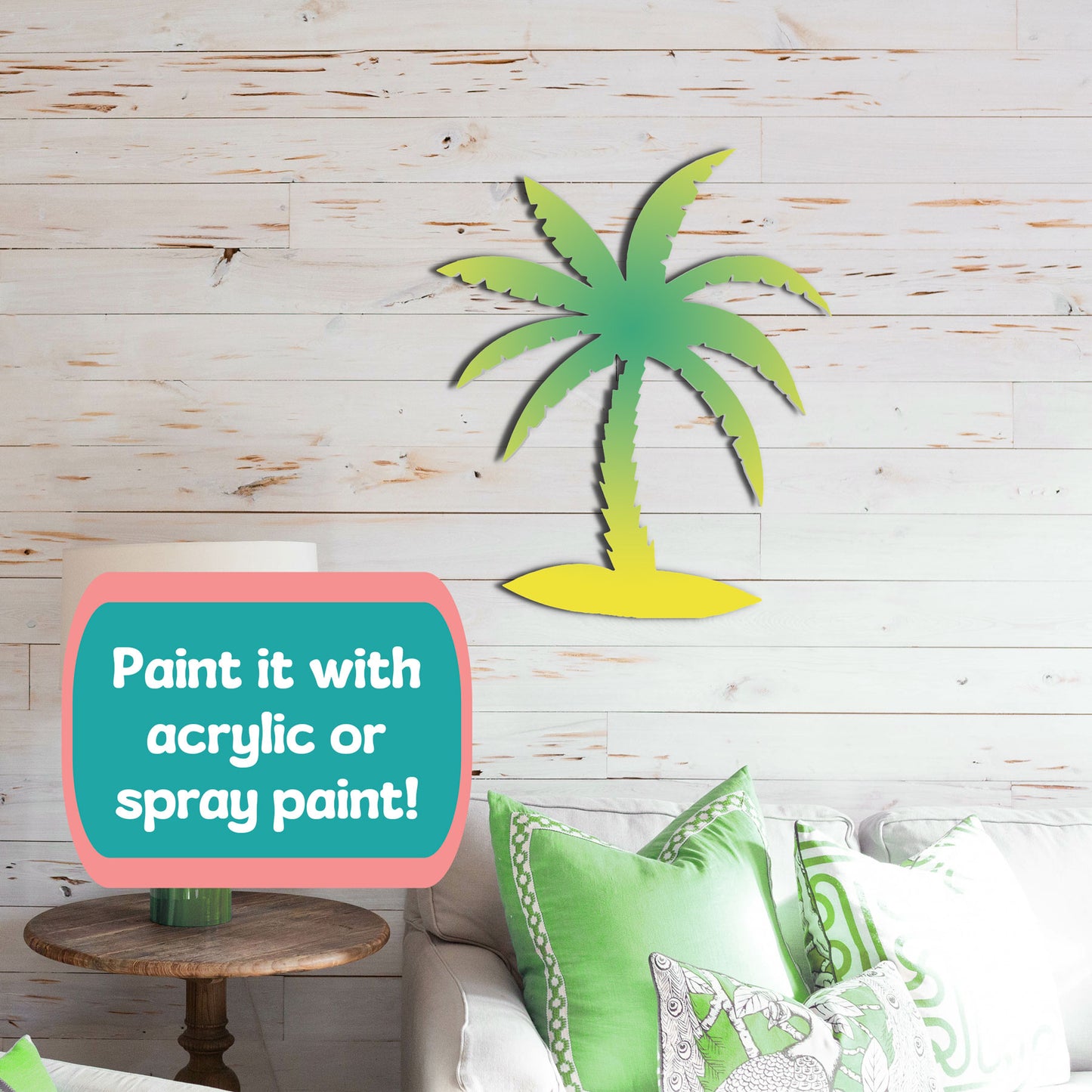 Outdoor Palm Tree Wall Art Beach House Decor – Tropical Palm Tree Sign – Weatherproof PVC Coastal Wall Hanging for Porch Patio or Poolside