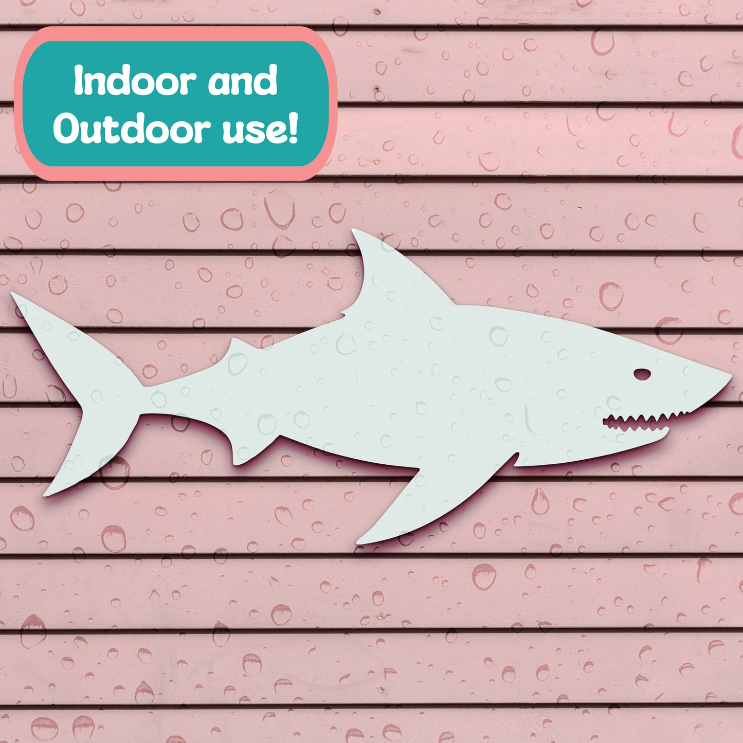 Outdoor Shark Wall Art – Weatherproof PVC Shark Decor for Beach House, Cottage, and Nautical Themed Spaces, Ocean Wall Hanging, 2 Foot