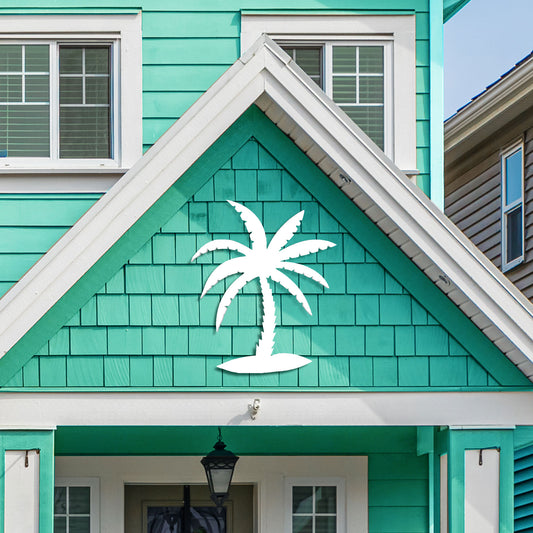 Outdoor Palm Tree Wall Art Beach House Decor – Tropical Palm Tree Sign – Weatherproof PVC Coastal Wall Hanging for Porch Patio or Poolside