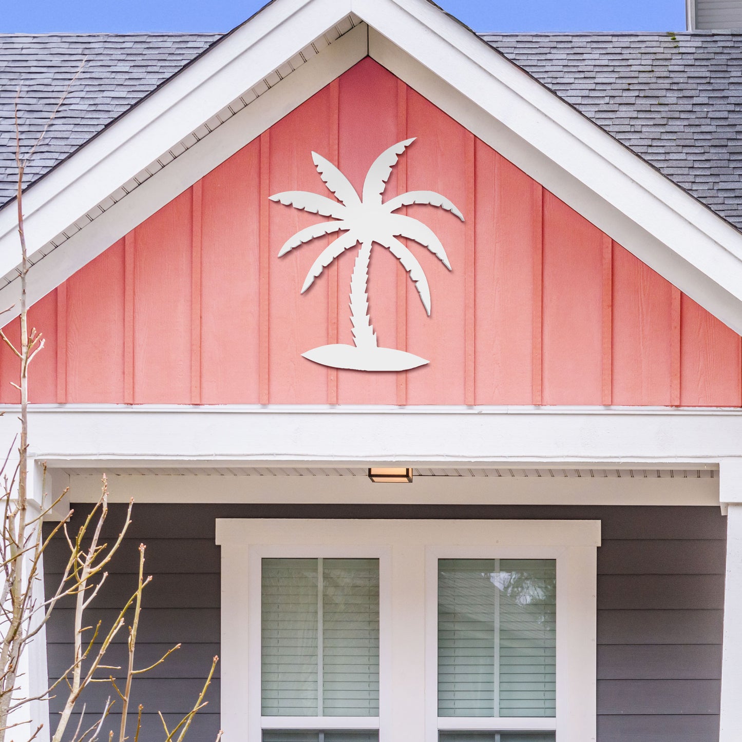 Outdoor Palm Tree Wall Art Beach House Decor – Tropical Palm Tree Sign – Weatherproof PVC Coastal Wall Hanging for Porch Patio or Poolside