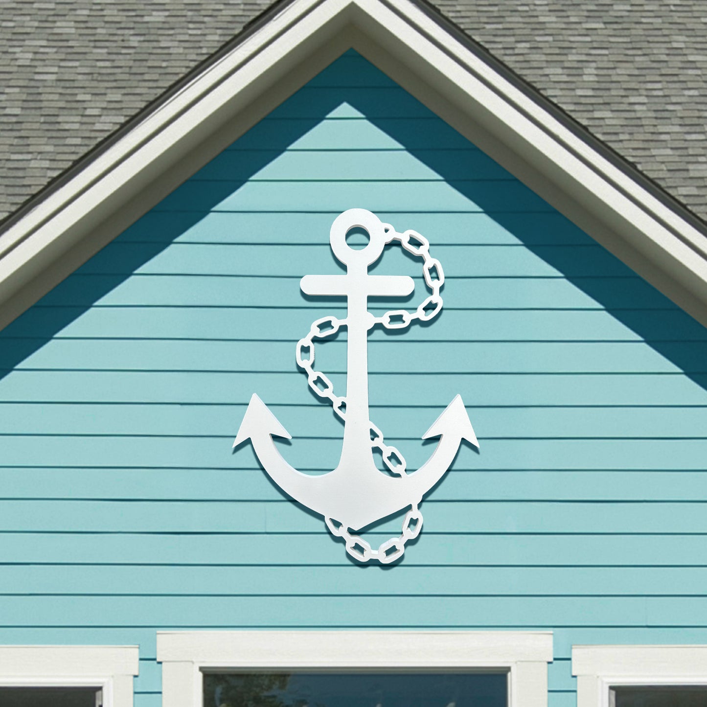 Outdoor Anchor Wall Decor – Nautical Beach House Sign – Weatherproof PVC Anchor with Chain – Ocean Marine Art for Indoor Outdoor Use