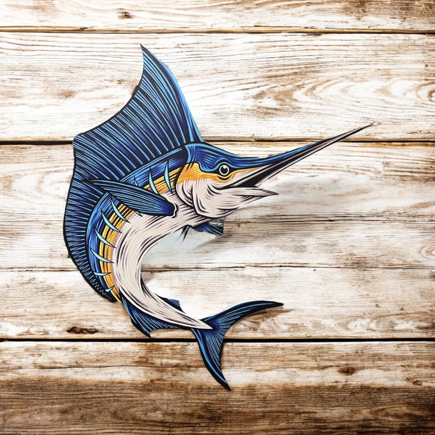 Outdoor Marlin Fish Sign, Weather Resistant PVC, Marlin Wall Decor, Stunning Fishing Decoration, Beach House Sign, 3 Foot