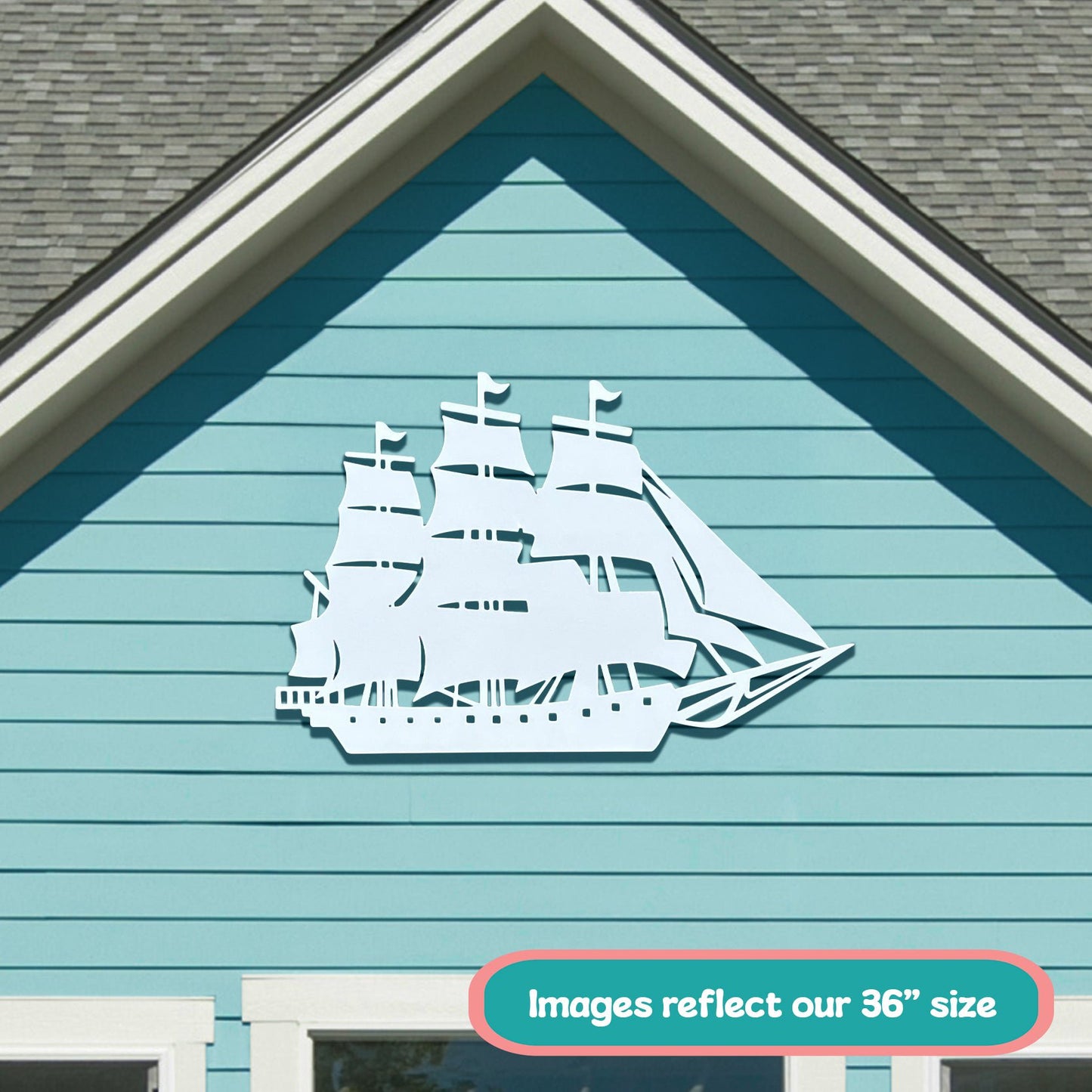 Outdoor Nautical Ship Wall Art, PVC Ship Décor for Beach House