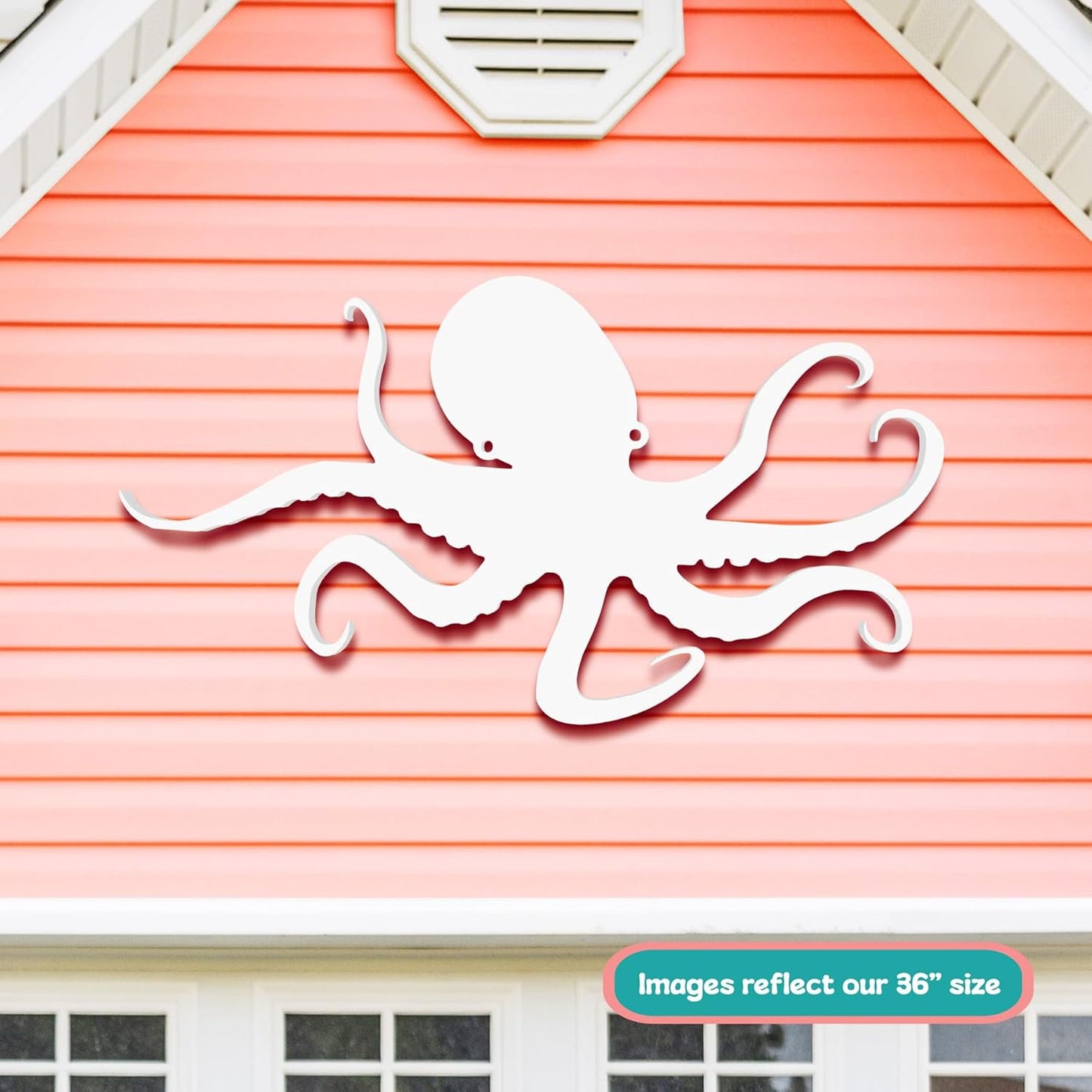JennyGems Outdoor Octopus Wall Art  PVC Coastal Beach House Decoration  Octopus Sign  Weatherproof Nautical Wall Hanging  Ocean-Inspired Home Decor, 2 Foot