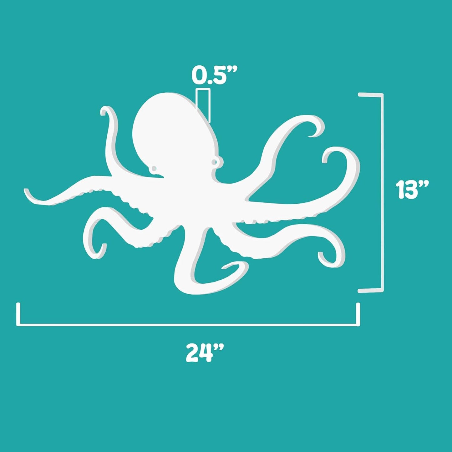 JennyGems Outdoor Octopus Wall Art  PVC Coastal Beach House Decoration  Octopus Sign  Weatherproof Nautical Wall Hanging  Ocean-Inspired Home Decor, 2 Foot