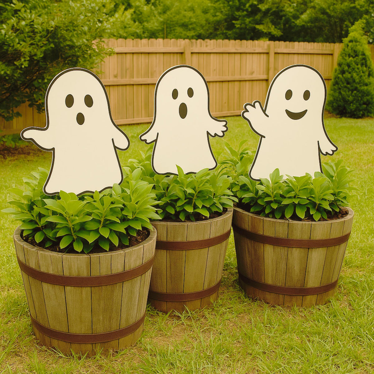 Ghost Yard Signs and Decorations: Outdoor Fall Decor - Set of 3 PVC Halloween