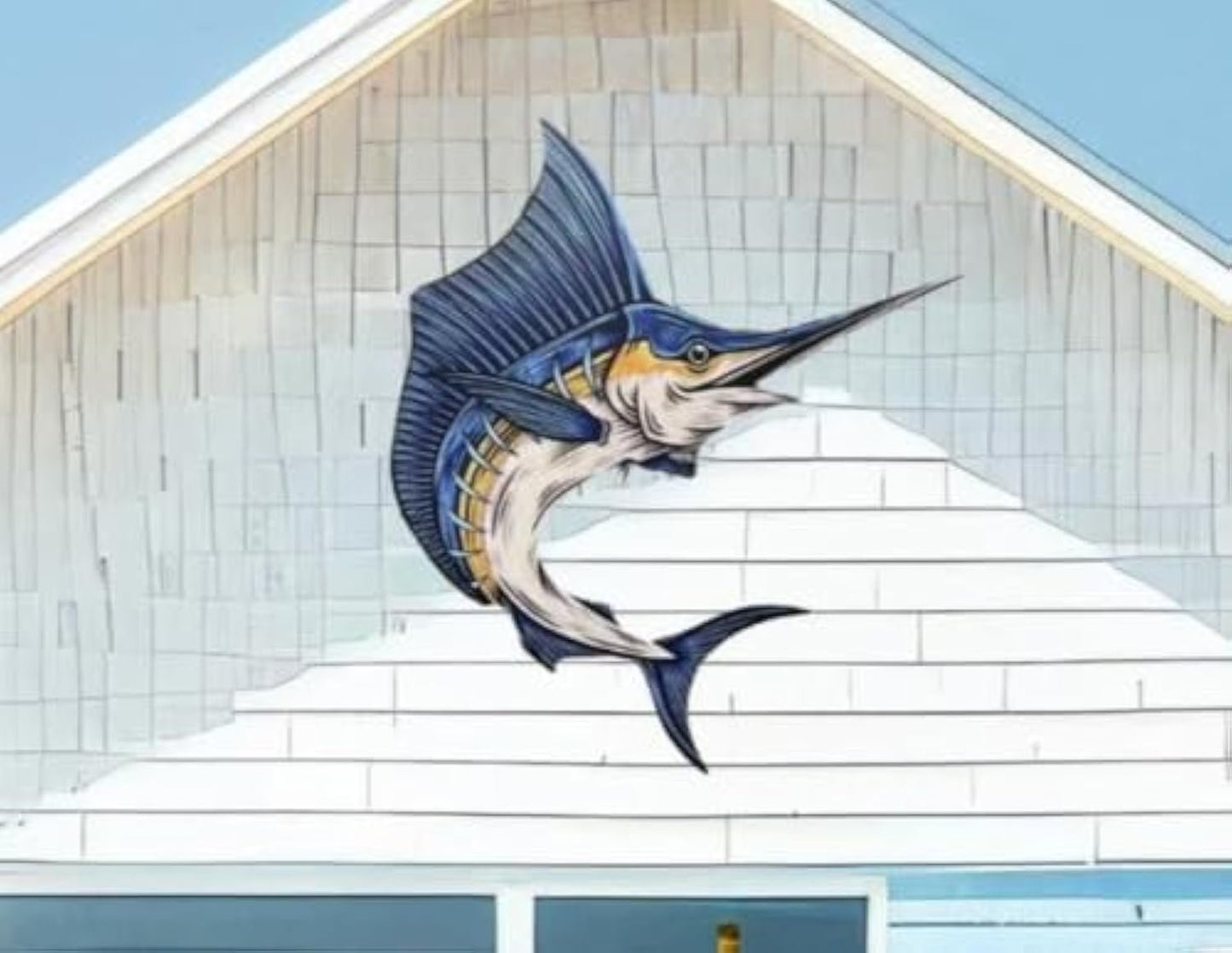 Outdoor Marlin Fish Sign, Weather Resistant PVC, Marlin Wall Decor, Stunning Fishing Decoration, Beach House Sign, 3 Foot