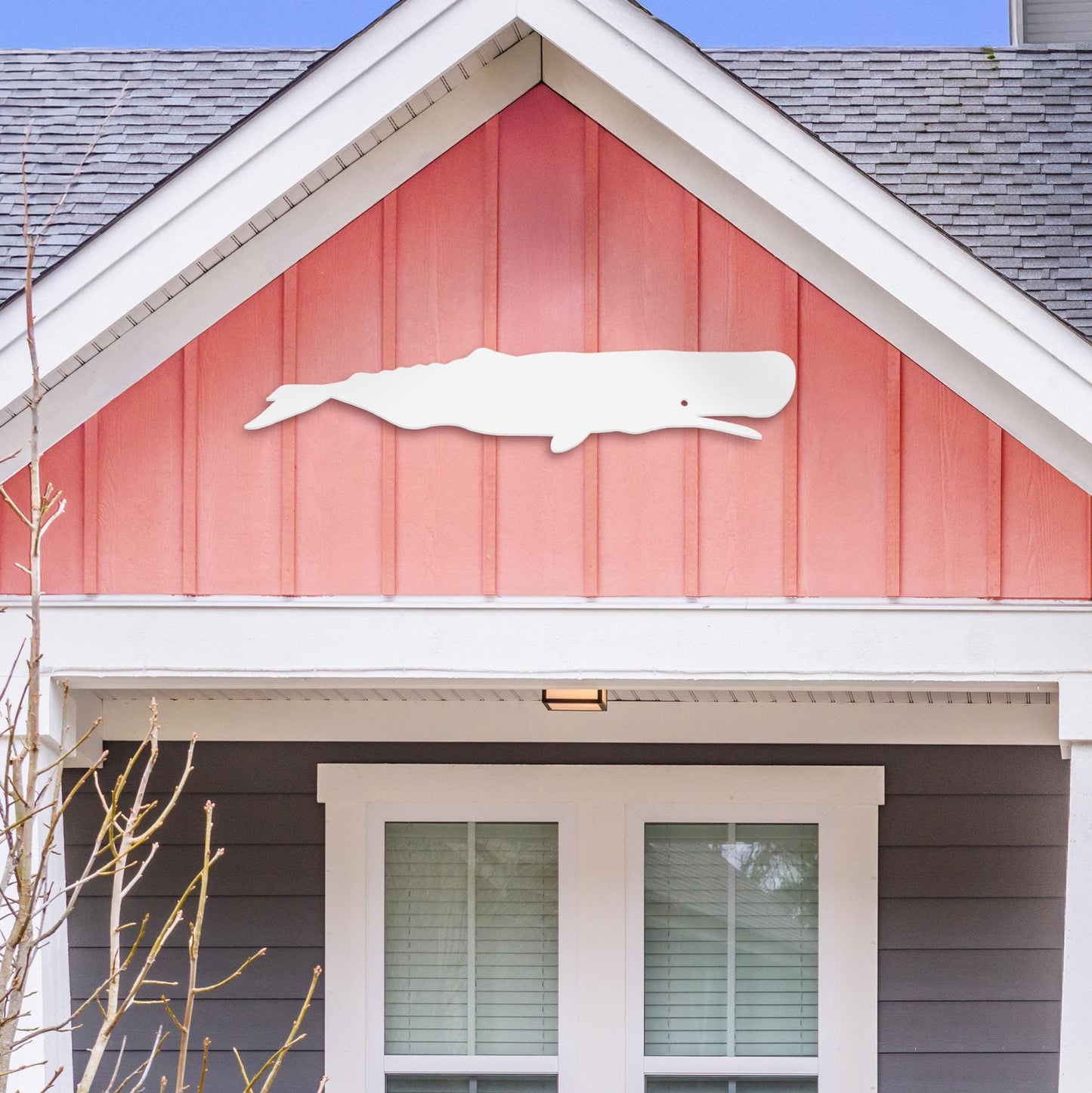 White Whale PVC Sign: Coastal Beach House Decor