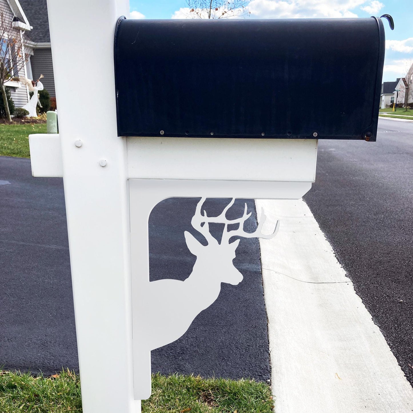 Deer Mailbox Bracket: Weather Resistant PVC, Rustic Country Decor