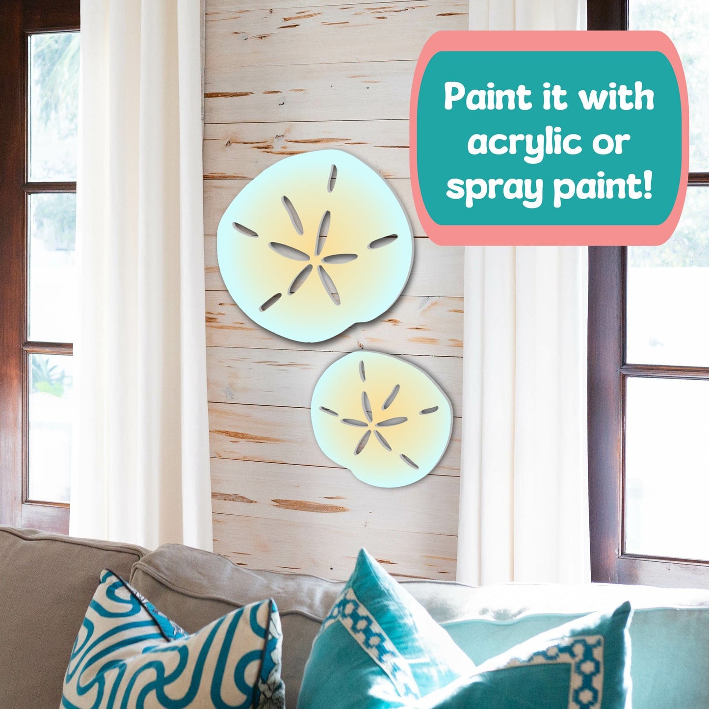 Outdoor Sand Dollar Wall Decor, Coastal Sign for Beach House, PVC Sand Dollar