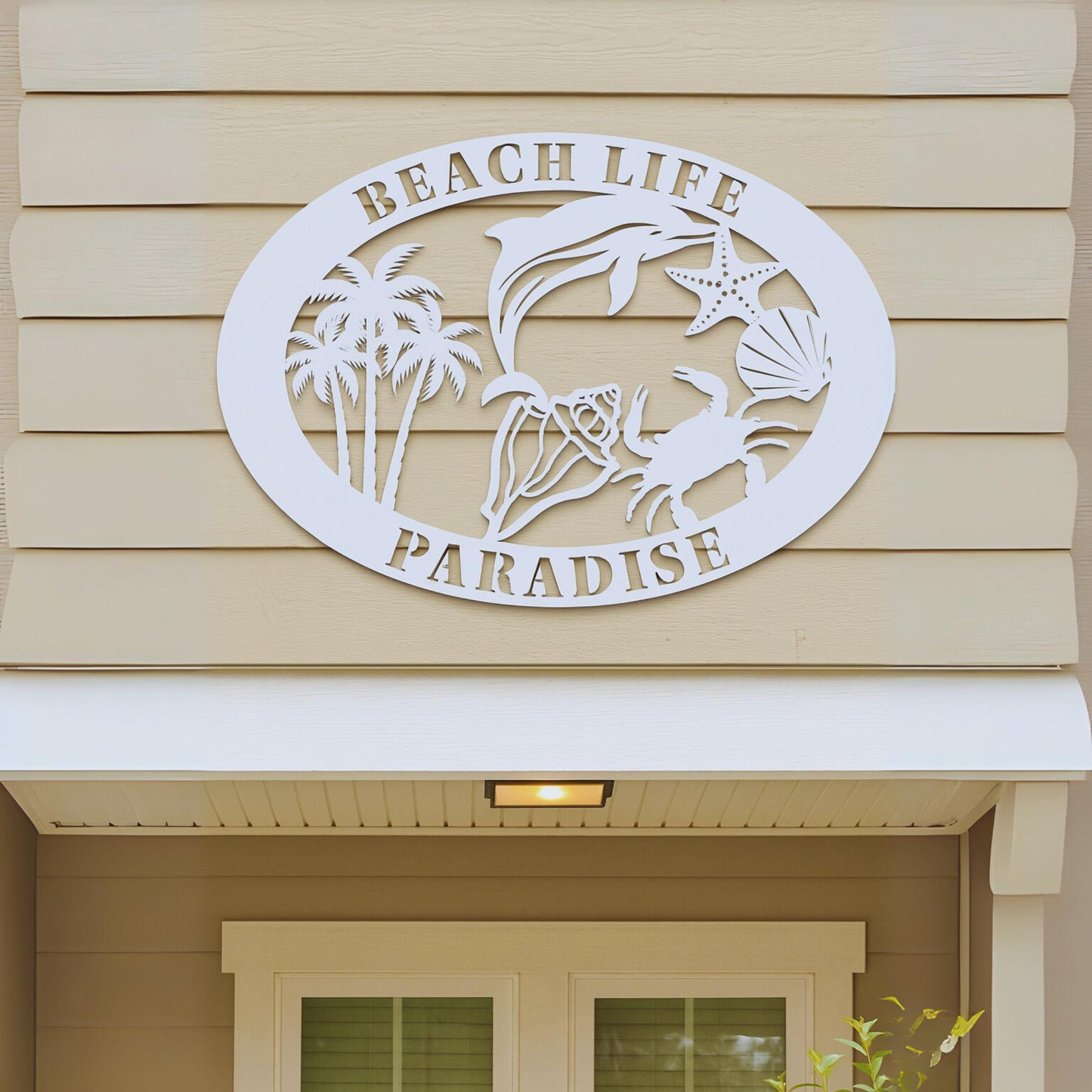 Custom Beach House Sign: 36" Coastal PVC Wall Art