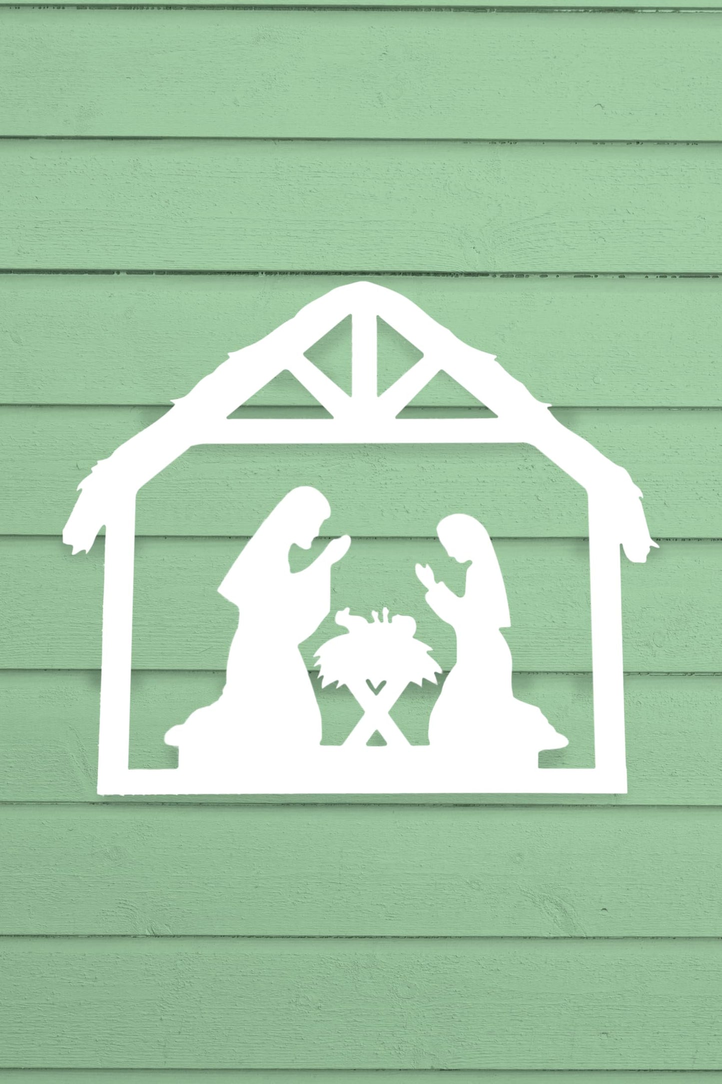 Outdoor Nativity Scene, Mary, Joseph, and Baby Jesus in Manger, PVC, No Assembly, Holy Family Made in USA