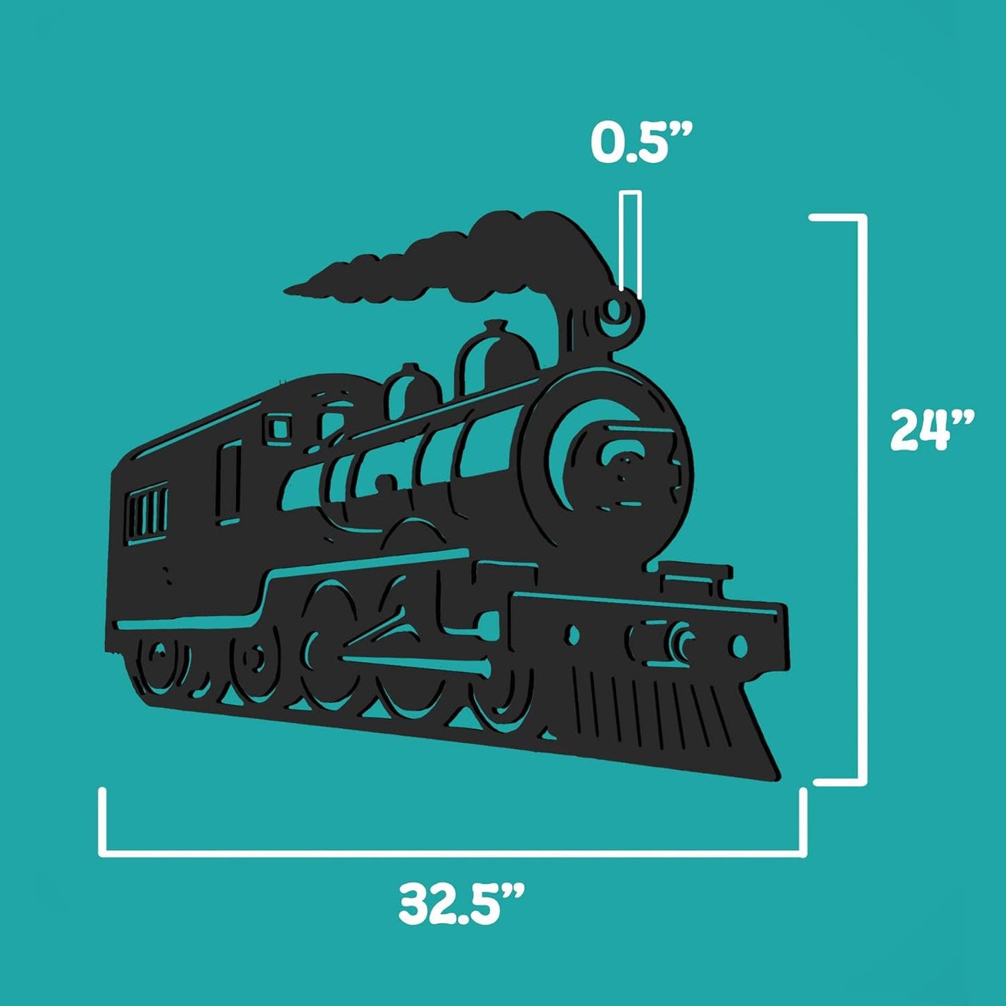 JennyGems Outdoor Train Steam Locomotive Wall Art  Black PVC Railroad Decor  Weatherproof Train Car Sign  Man Cave, Garage, Shed, or Home Decor