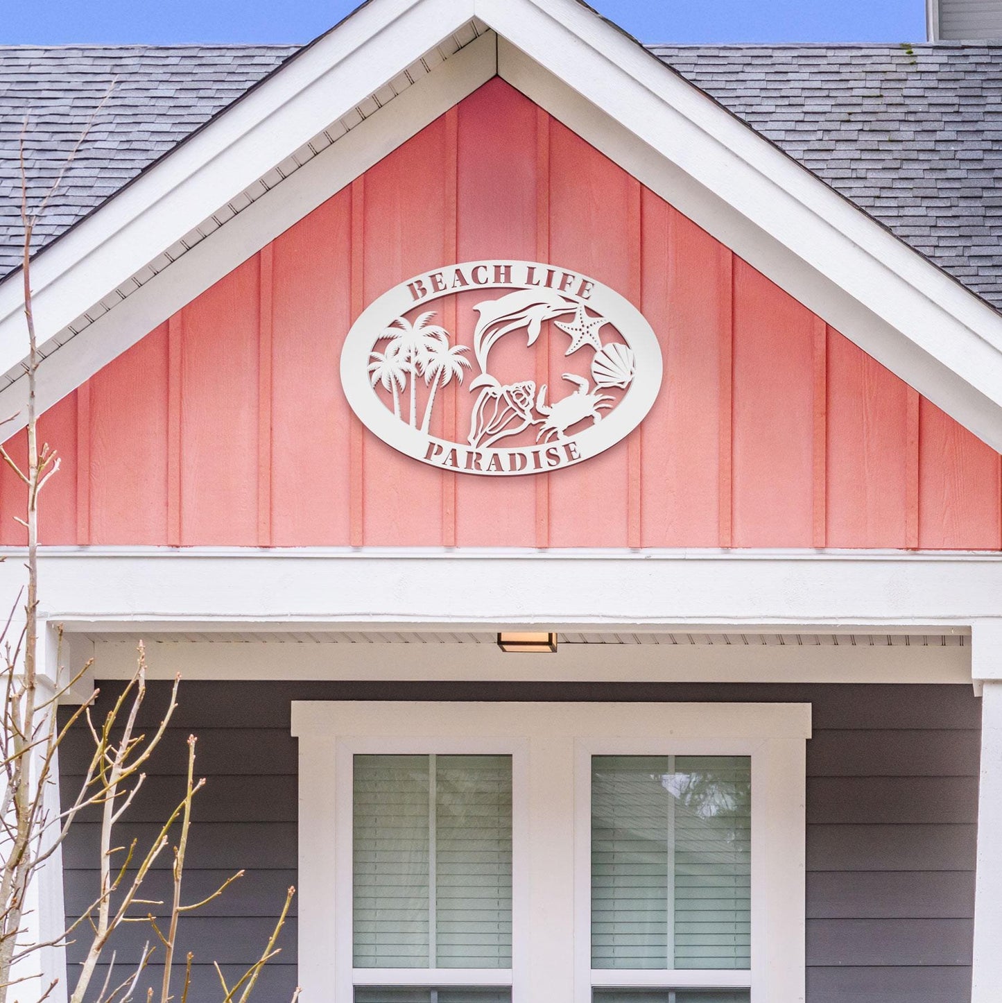 Custom Beach House Sign: 36" Coastal PVC Wall Art