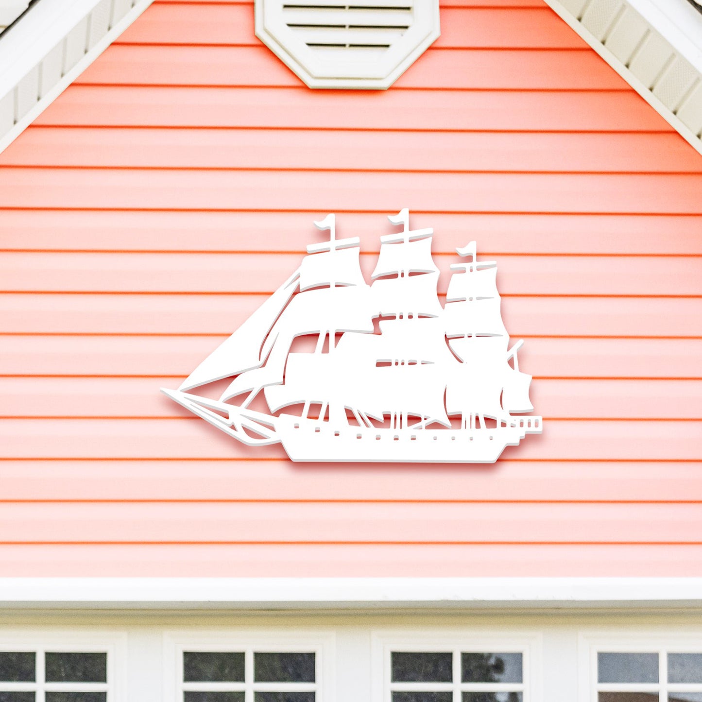Outdoor Nautical Ship Wall Art, PVC Ship Décor for Beach House