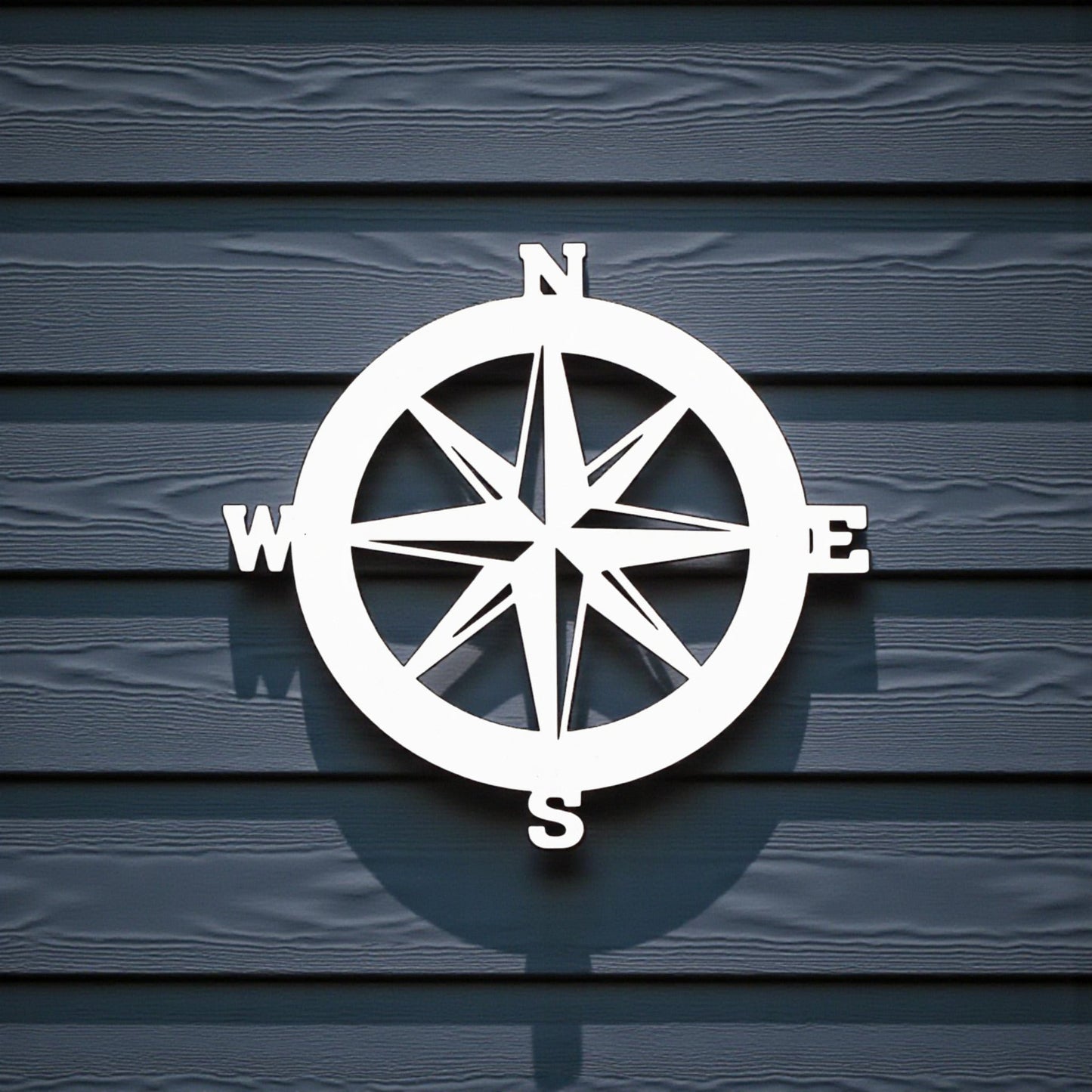 Nautical Compass Sign - Outdoor PVC Coastal Wall Art for Beach House, Garage, Shed - Compass Rose Wall Decor