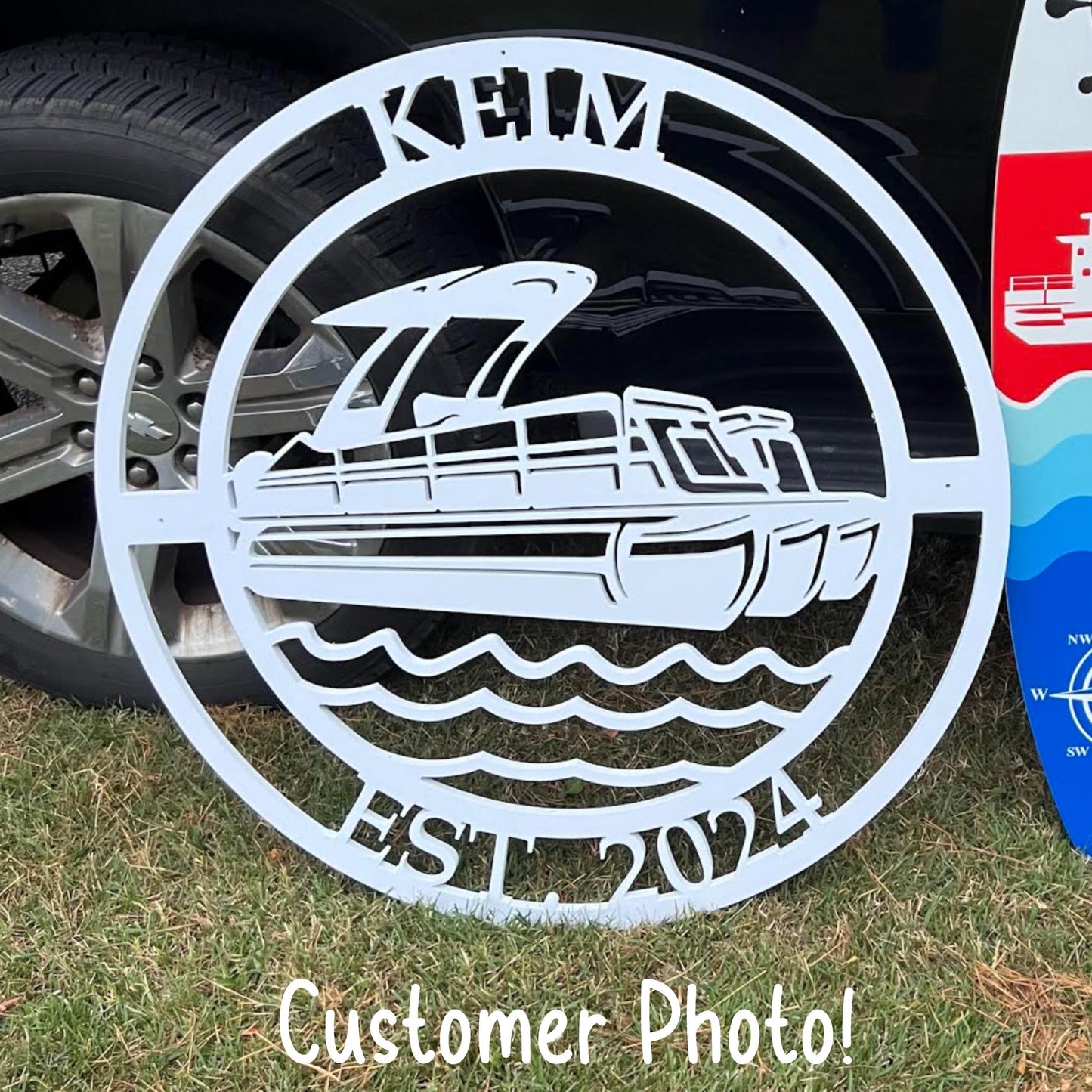 Custom Pontoon Boat Name Sign: Nautical Lake House Decor