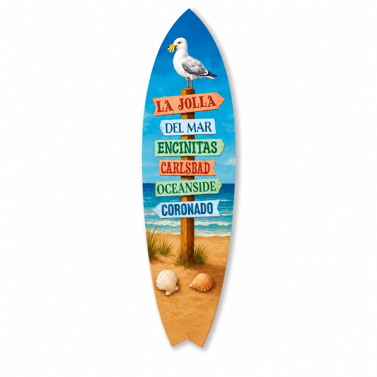 California Surfboard, La Jolla - Del Mar - Encinitas - Carlsbad - Coronado - Oceanside, Indoor, Outdoor Decorative