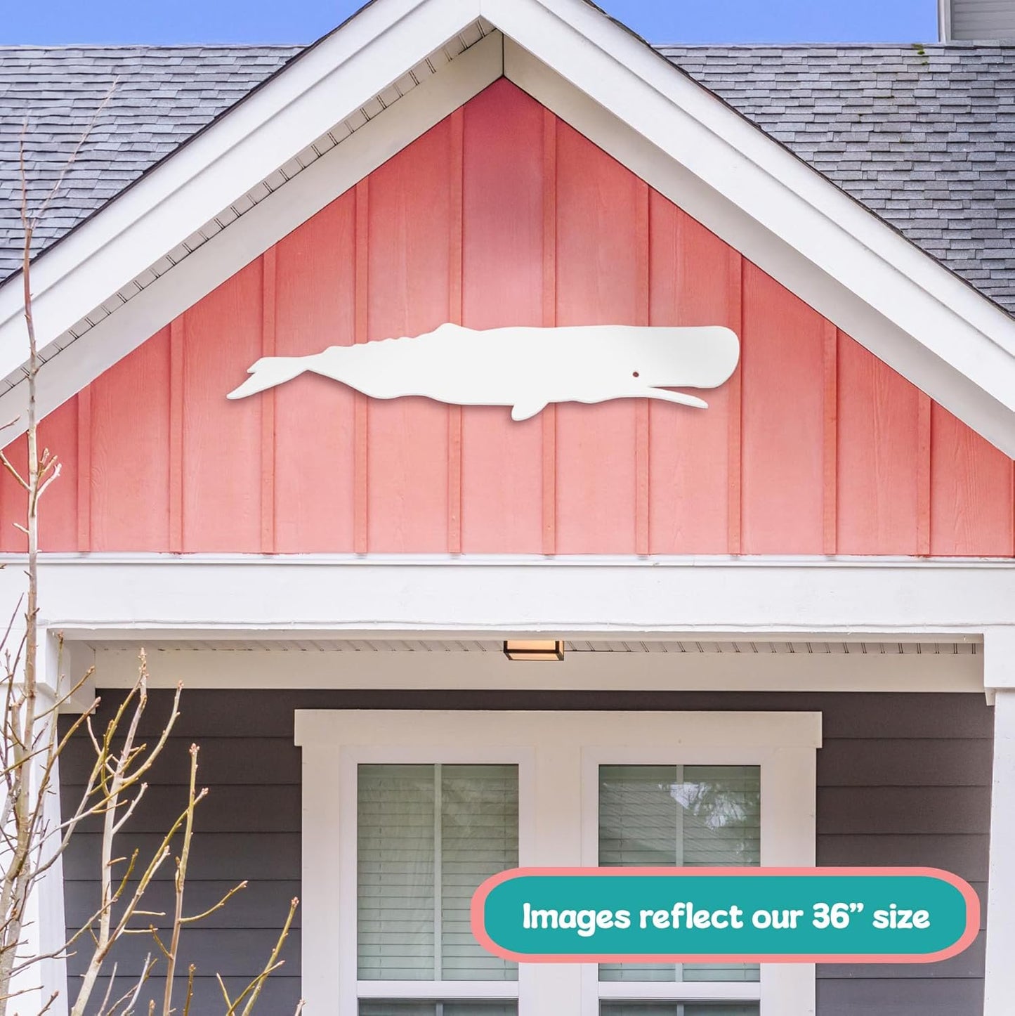 JennyGems Outdoor Whale Wall Art  Nautical Beach House Decoration  PVC Whale Sign for Coastal Cottage, Shed, Patio  Weatherproof Ocean-Inspired Wall Hanging, 3 Foot