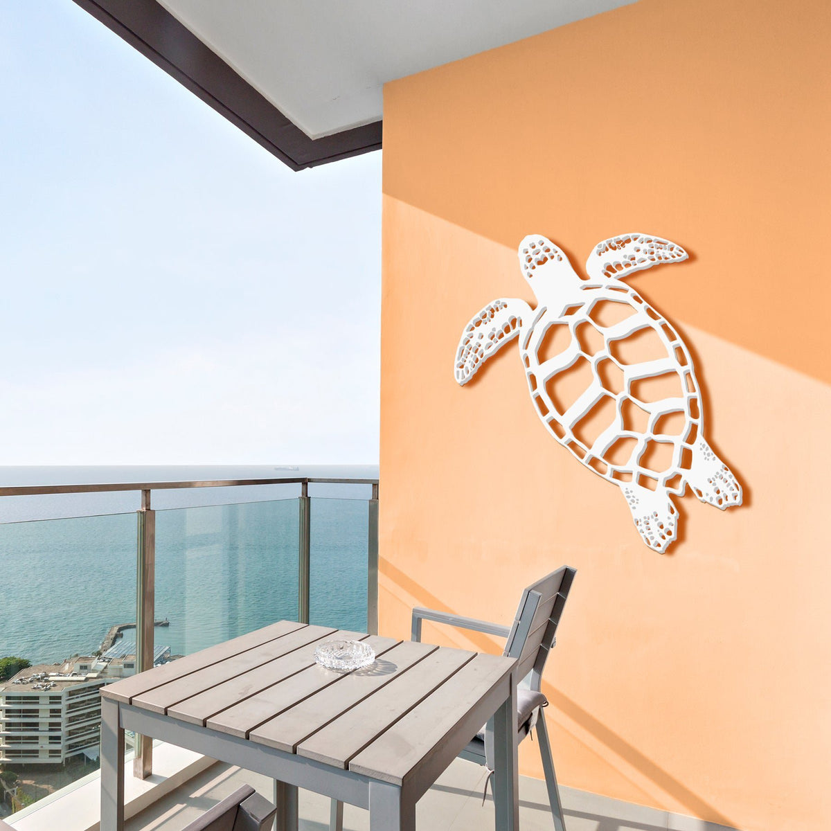 Outdoor Swimming Sea Turtle Wall Decor - PVC Turtle Sign for Beach House, Porch, Fence