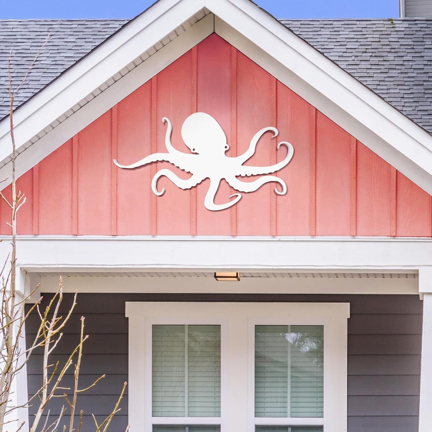JennyGems Outdoor Octopus Wall Art  PVC Coastal Beach House Decoration  Octopus Sign  Weatherproof Nautical Wall Hanging  Ocean-Inspired Home Decor, 2 Foot