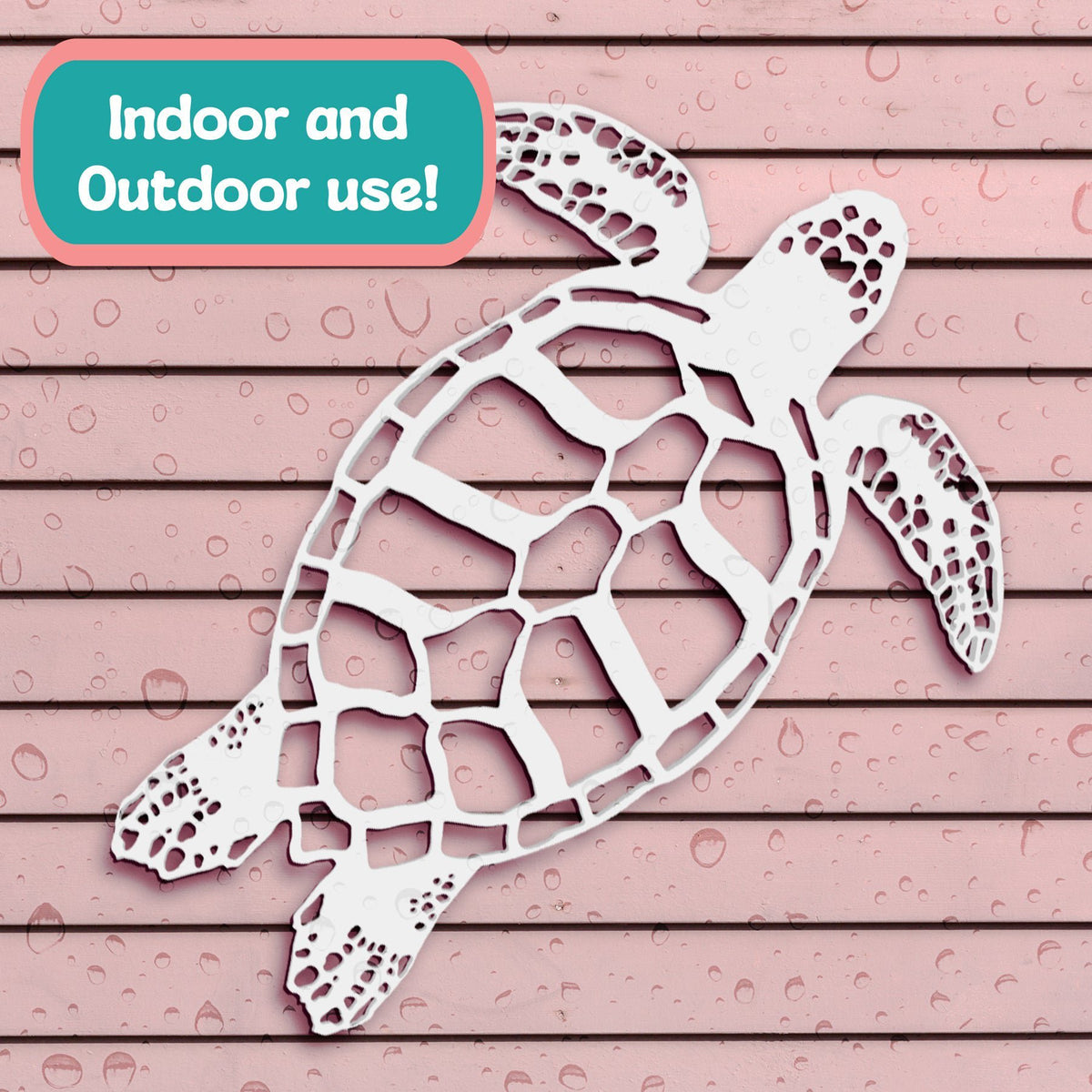 Outdoor Swimming Sea Turtle Wall Decor - PVC Turtle Sign for Beach House, Porch, Fence