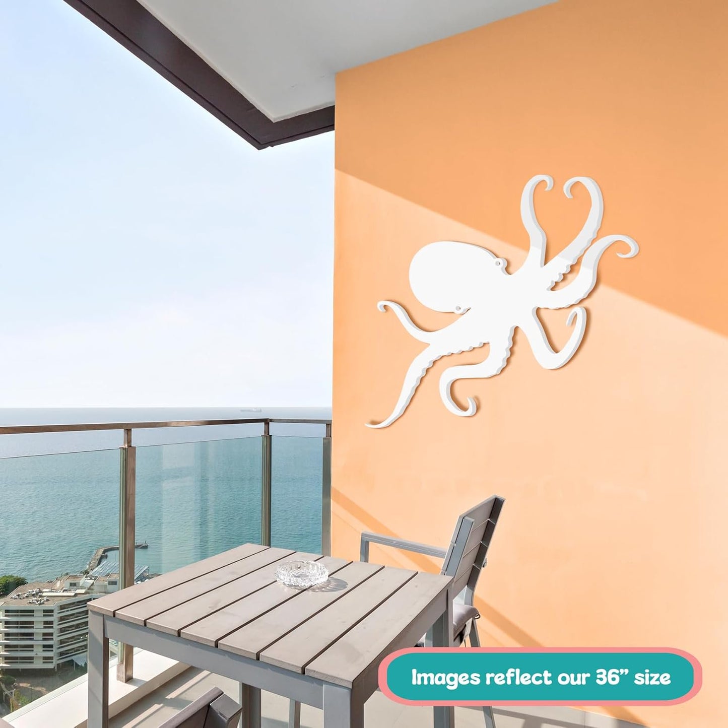 JennyGems Outdoor Octopus Wall Art  PVC Coastal Beach House Decoration  Octopus Sign  Weatherproof Nautical Wall Hanging  Ocean-Inspired Home Decor, 2 Foot