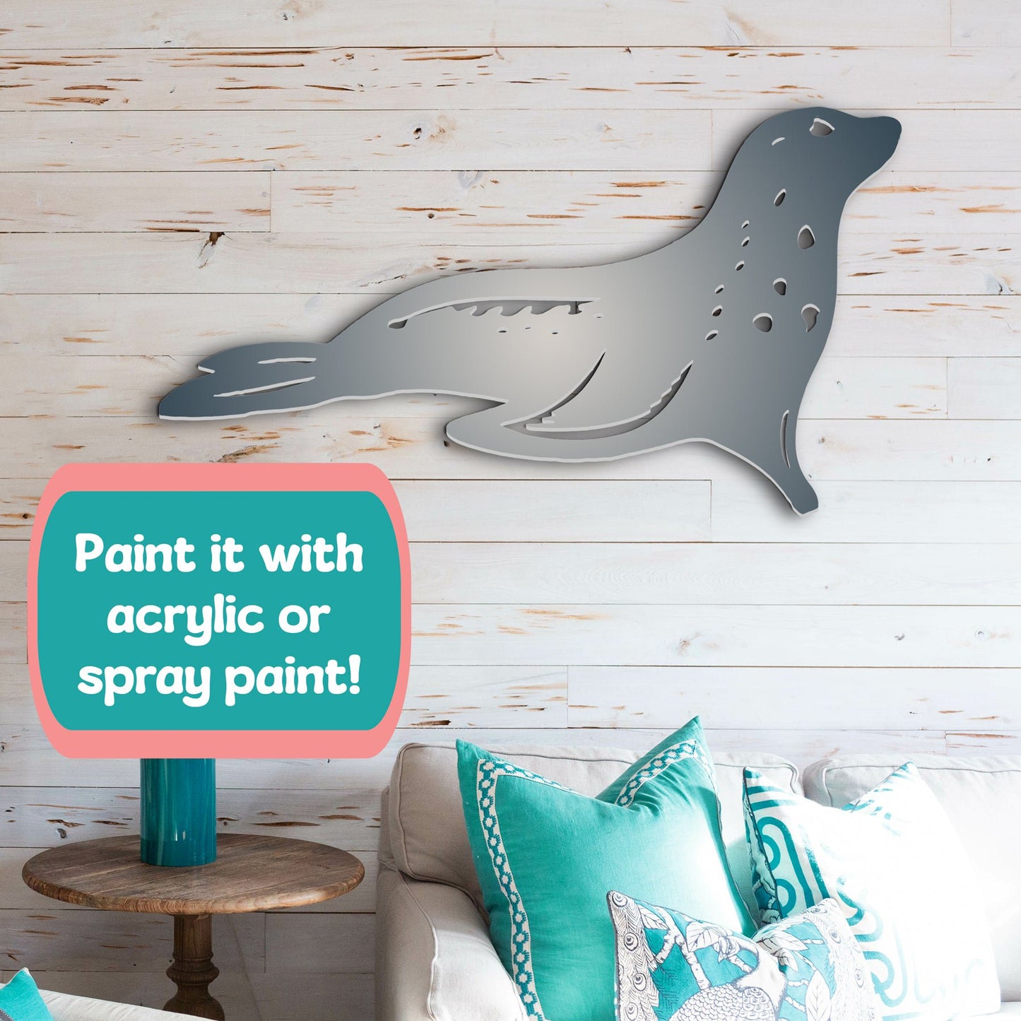 Outdoor Seal Wall Decor, PVC Coastal Seal Decoration for Beach House & Ocean Art