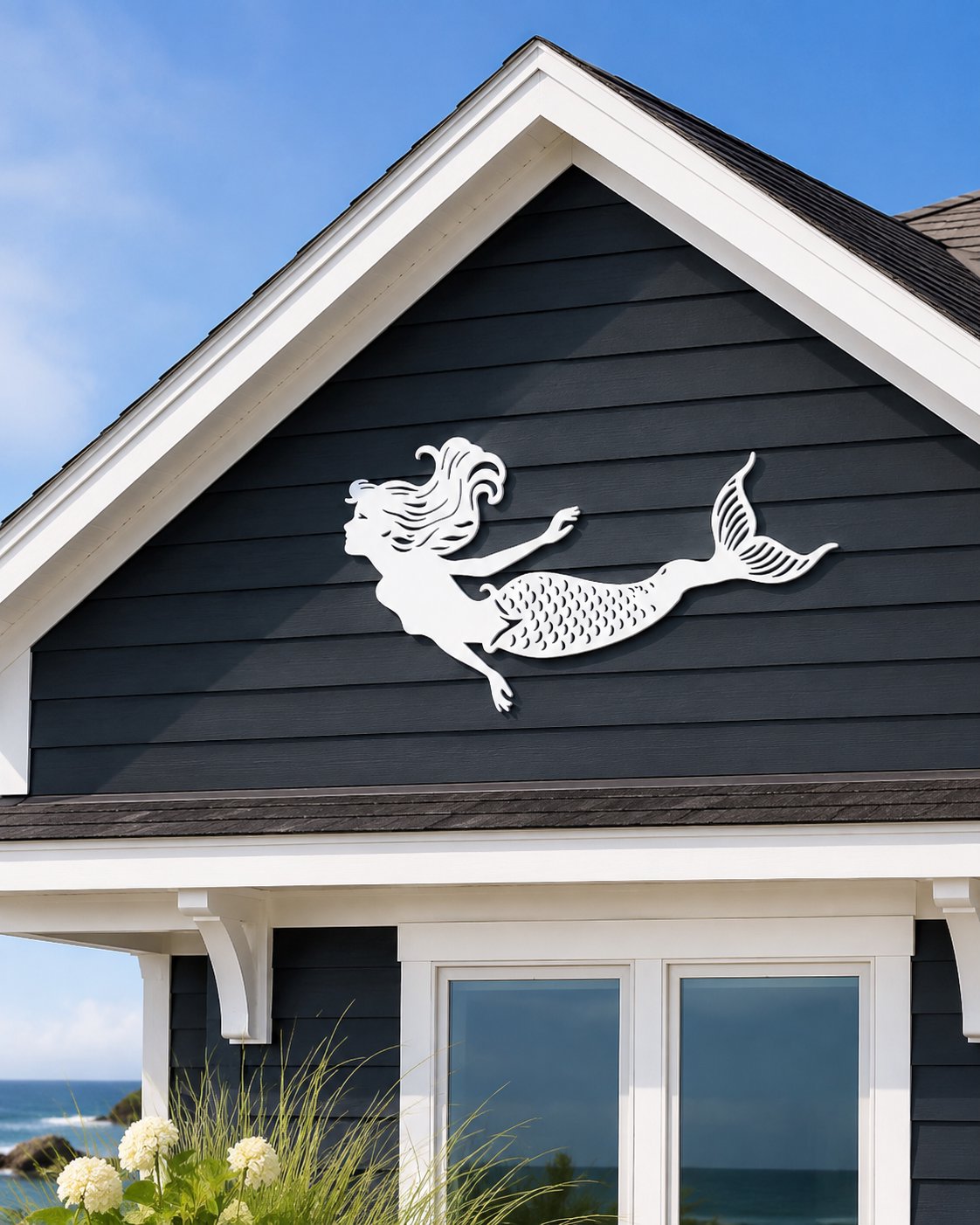 Coastal Mermaid Wall Décor for Indoor/Outdoor Use – Weatherproof PVC Beach House Accent