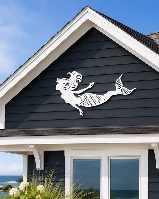 Coastal Mermaid Wall Décor for Indoor/Outdoor Use – Weatherproof PVC Beach House Accent