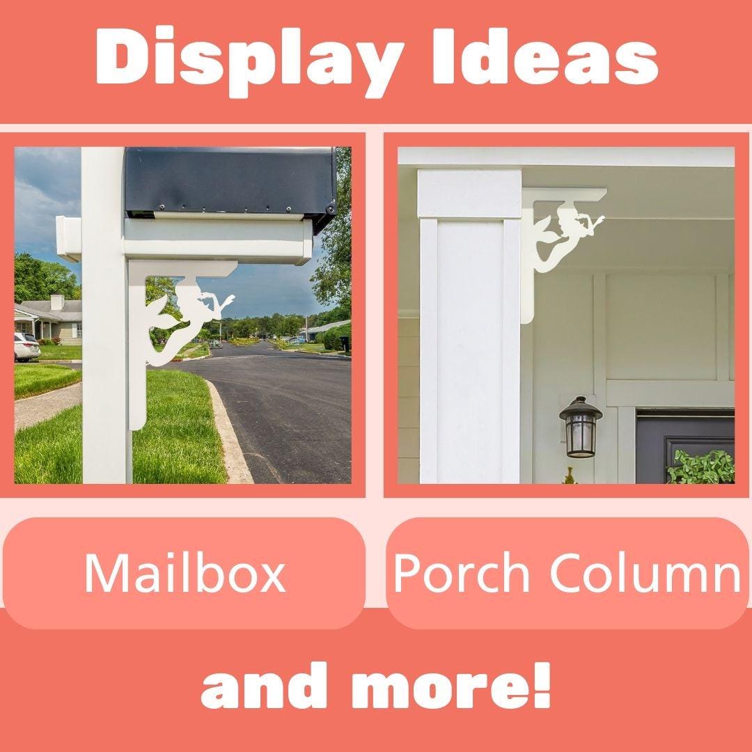 Mermaid Mailbox Bracket: Weather Resistant PVC Beach House Decor