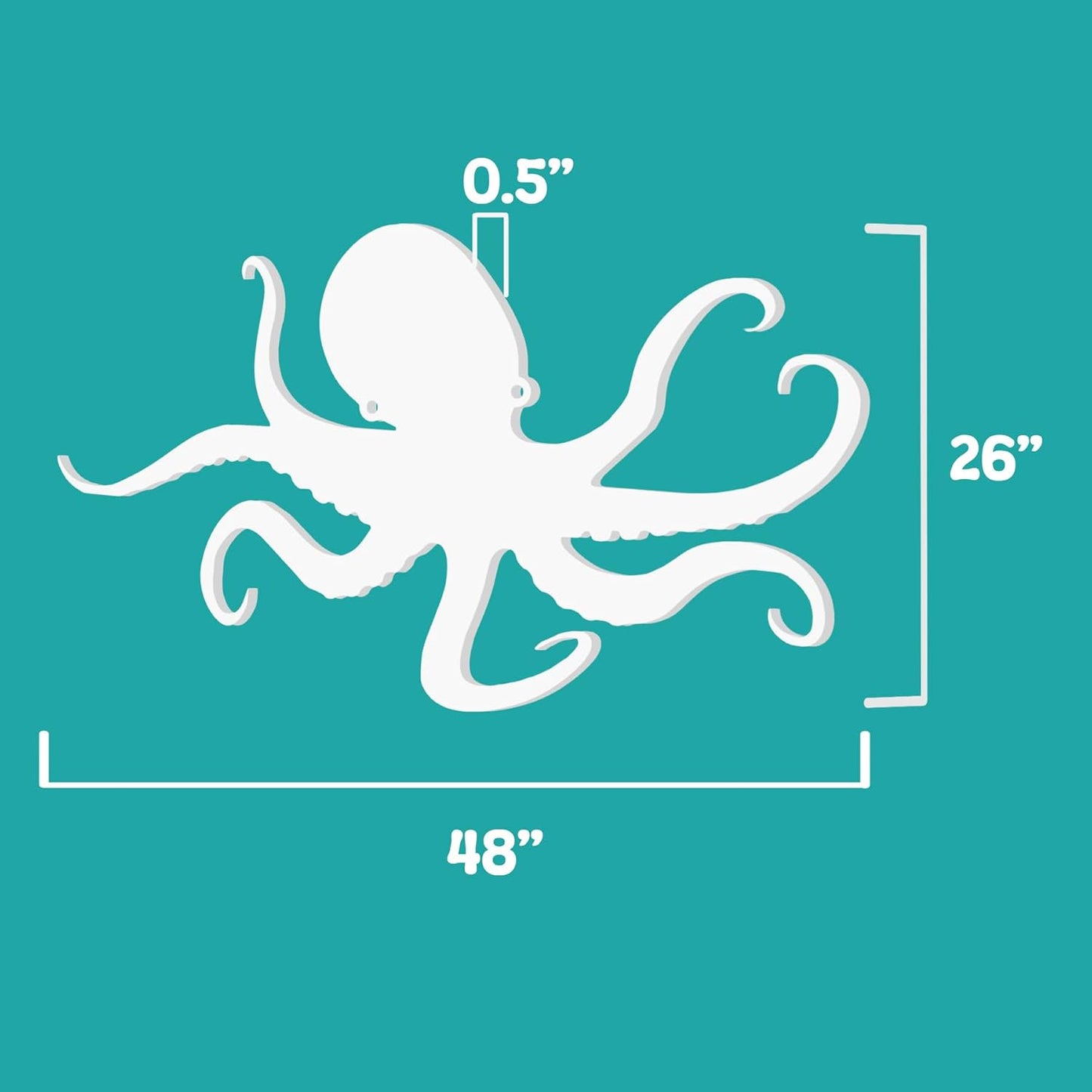 JennyGems Outdoor Octopus Wall Art  PVC Coastal Beach House Decoration  Octopus Sign  Weatherproof Nautical Wall Hanging  Ocean-Inspired Home Decor, 2 Foot