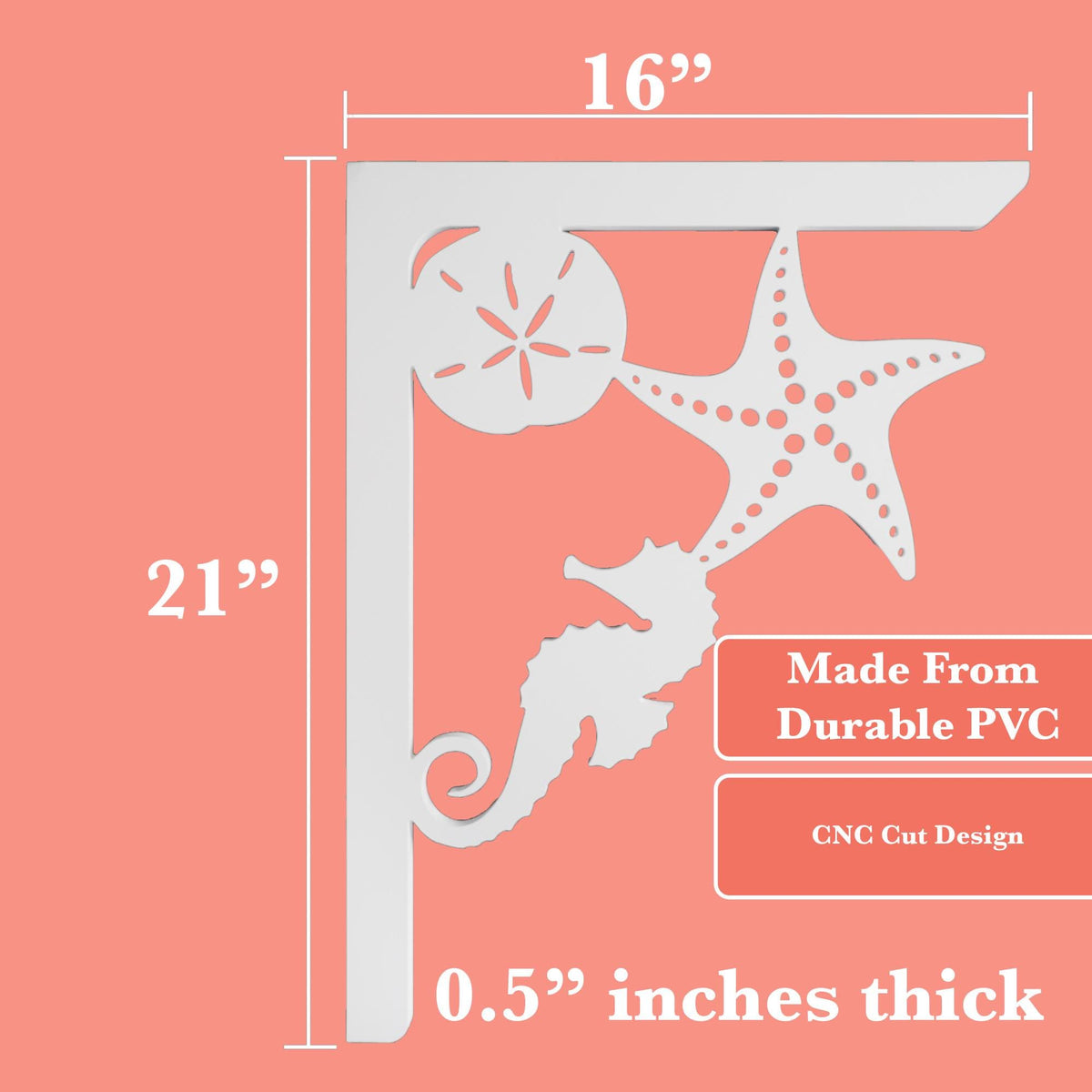 Outdoor Seahorse Mailbox Bracket with Sand Dollar and Starfish, Outdoor Beach House Decoration