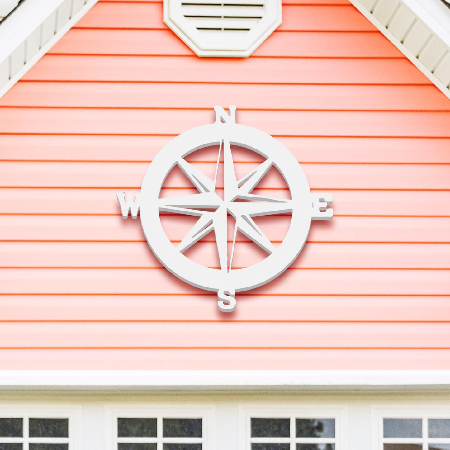 Nautical Compass Sign - Outdoor PVC Coastal Wall Art for Beach House, Garage, Shed - Compass Rose Wall Decor