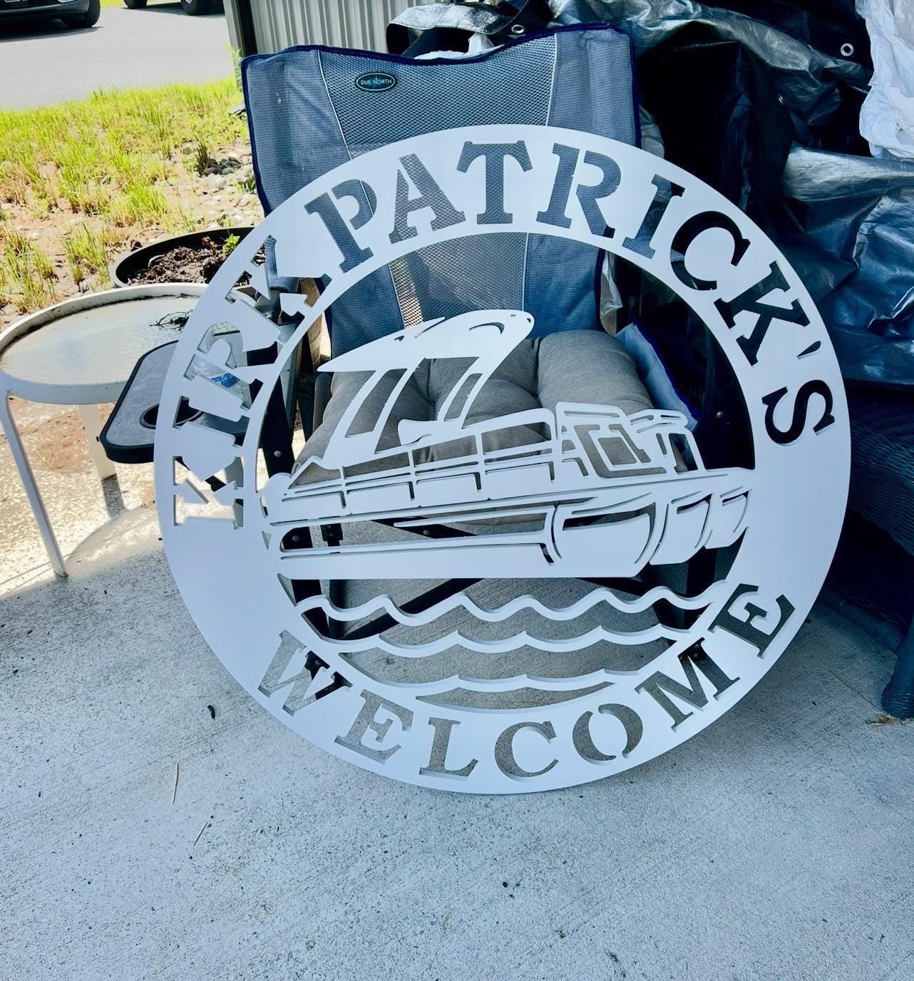 Custom Pontoon Boat Name Sign: Nautical Lake House Decor