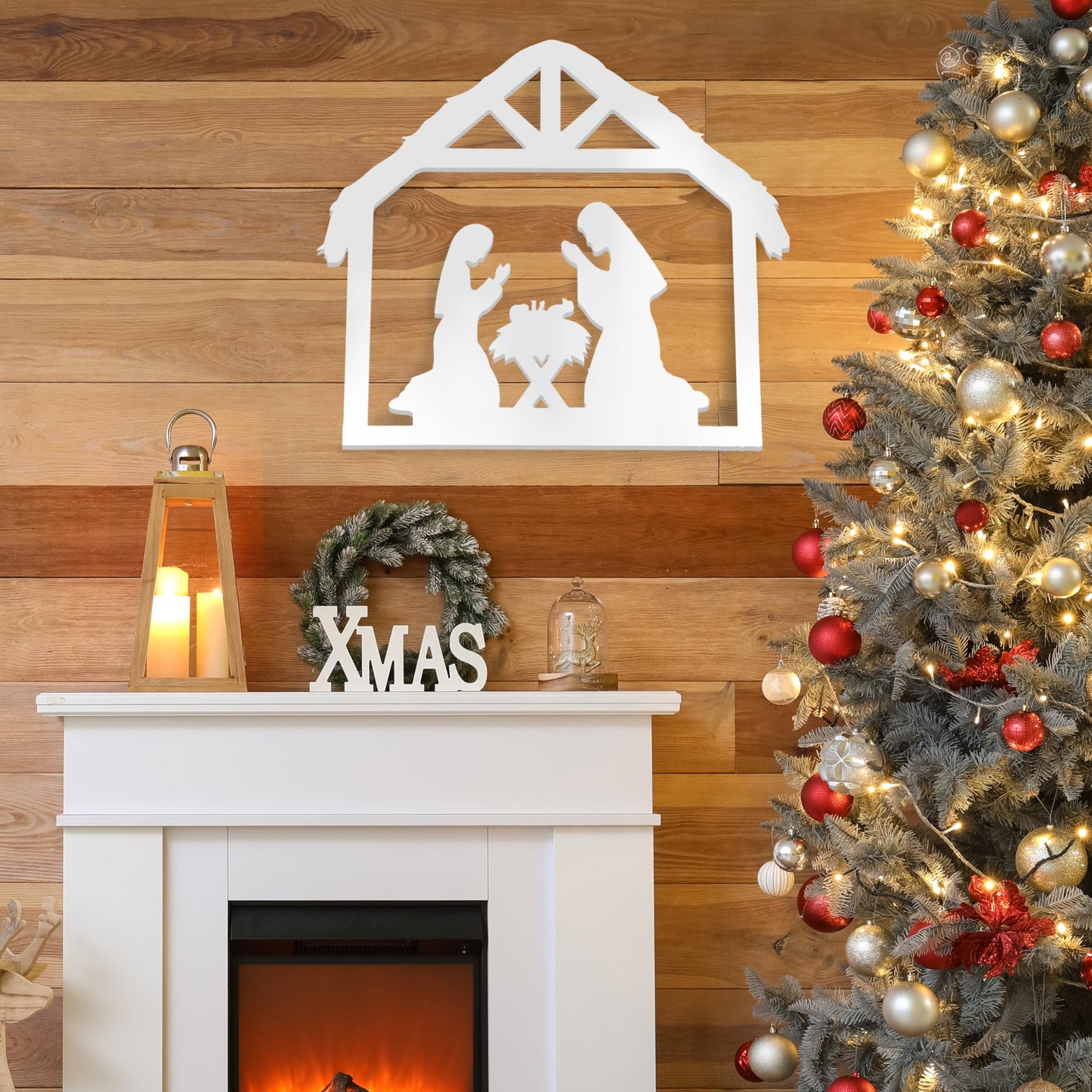 Outdoor Nativity Scene, Mary, Joseph, and Baby Jesus in Manger, PVC, No Assembly, Holy Family Made in USA