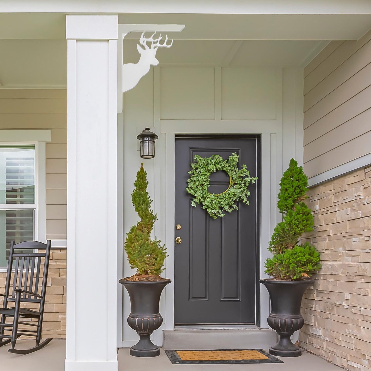 Deer Mailbox Bracket: Weather Resistant PVC, Rustic Country Decor