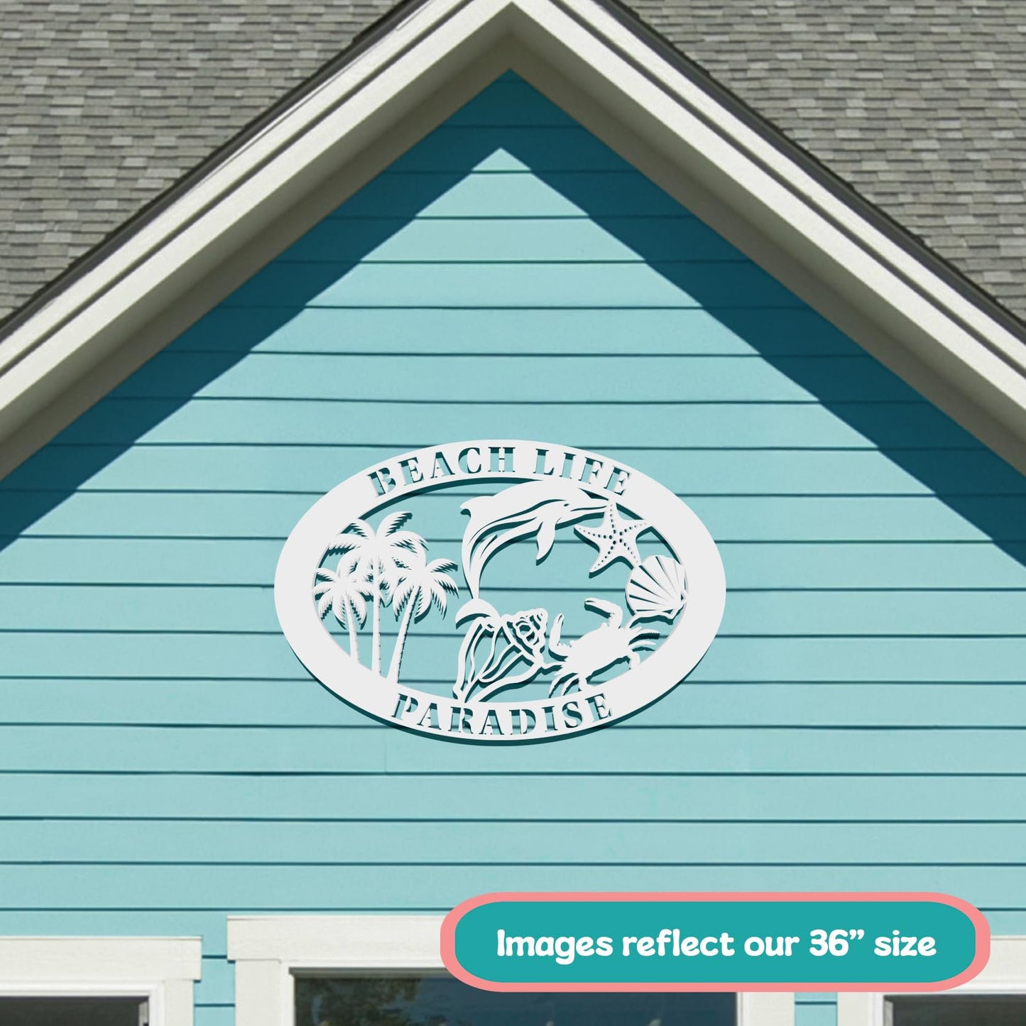 Beach Life Paradise – Coastal Beach House Wall Decor, Tropical Sign for Home, Porch, Fence, Indoor Outdoor Use Weatherproof PVC