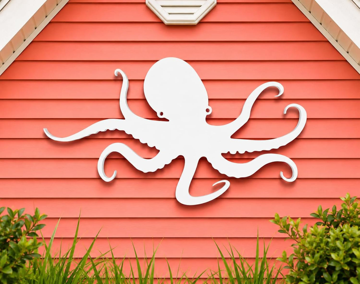 JennyGems Outdoor Octopus Wall Art  PVC Coastal Beach House Decoration  Octopus Sign  Weatherproof Nautical Wall Hanging  Ocean-Inspired Home Decor, 2 Foot