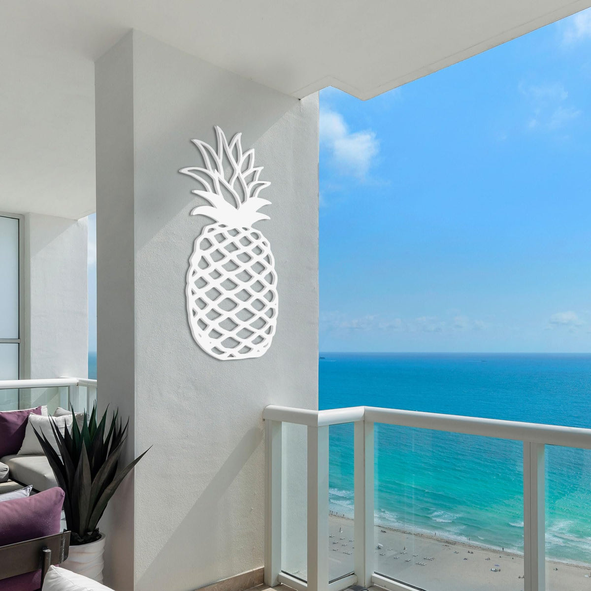 Outdoor Pineapple Wall Art – Weatherproof PVC Tropical Sign, Beach House, Patio & Pool Decor