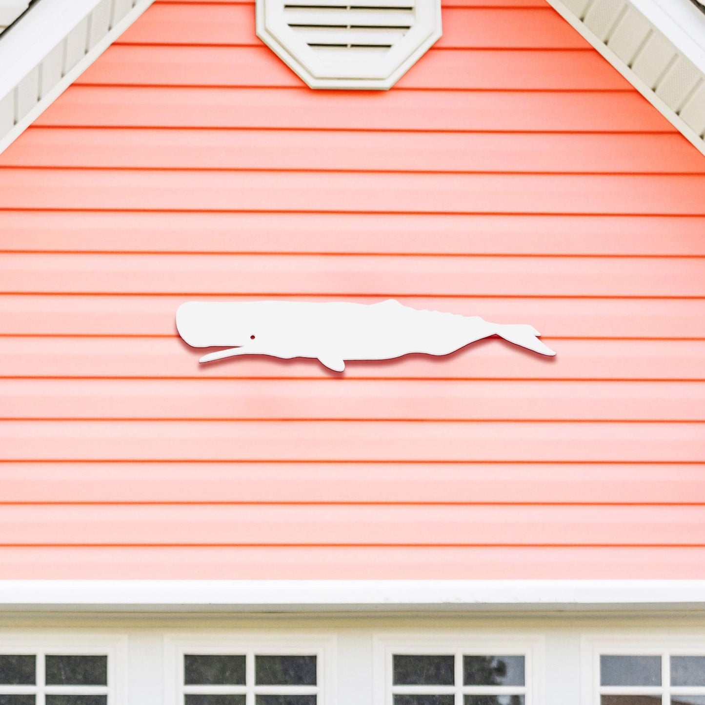 White Whale PVC Sign: Coastal Beach House Decor
