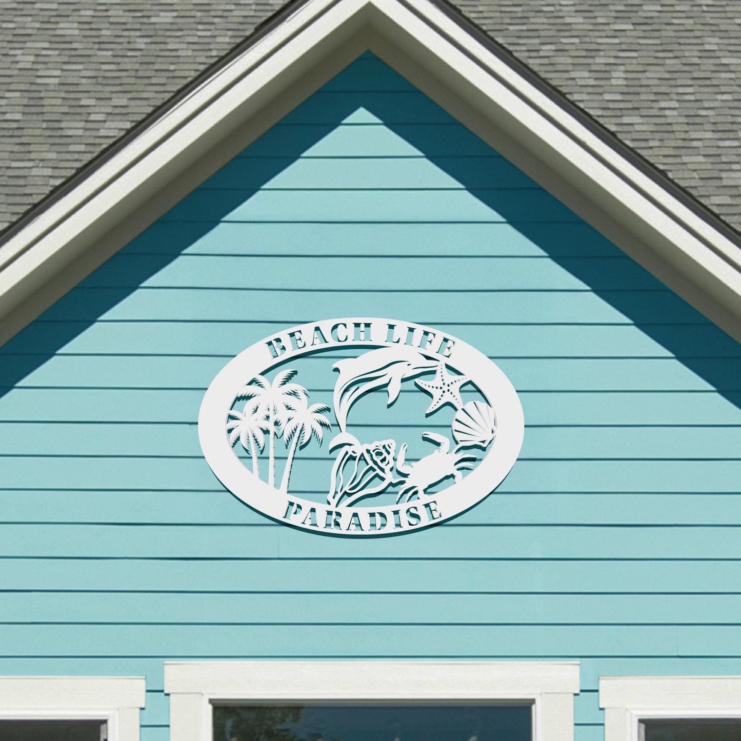 Custom Beach House Sign: 36" Coastal PVC Wall Art