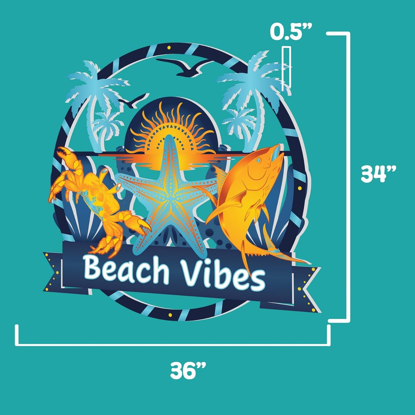 Outdoor Beach Vibes Wall Art, Beach House Sign, Coastal Decor Ocean Themed, PVC