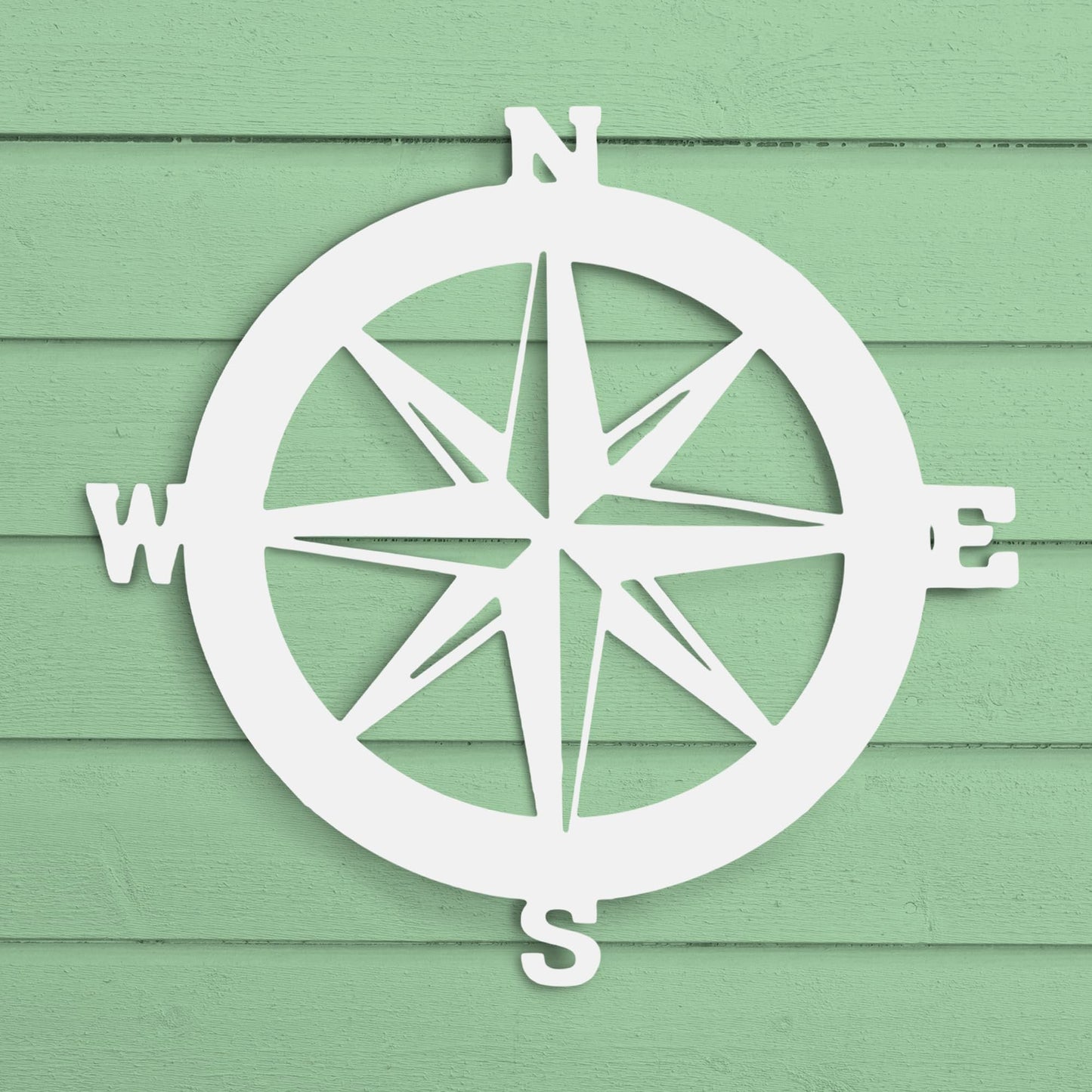 Nautical Compass Sign - Outdoor PVC Coastal Wall Art for Beach House, Garage, Shed - Compass Rose Wall Decor