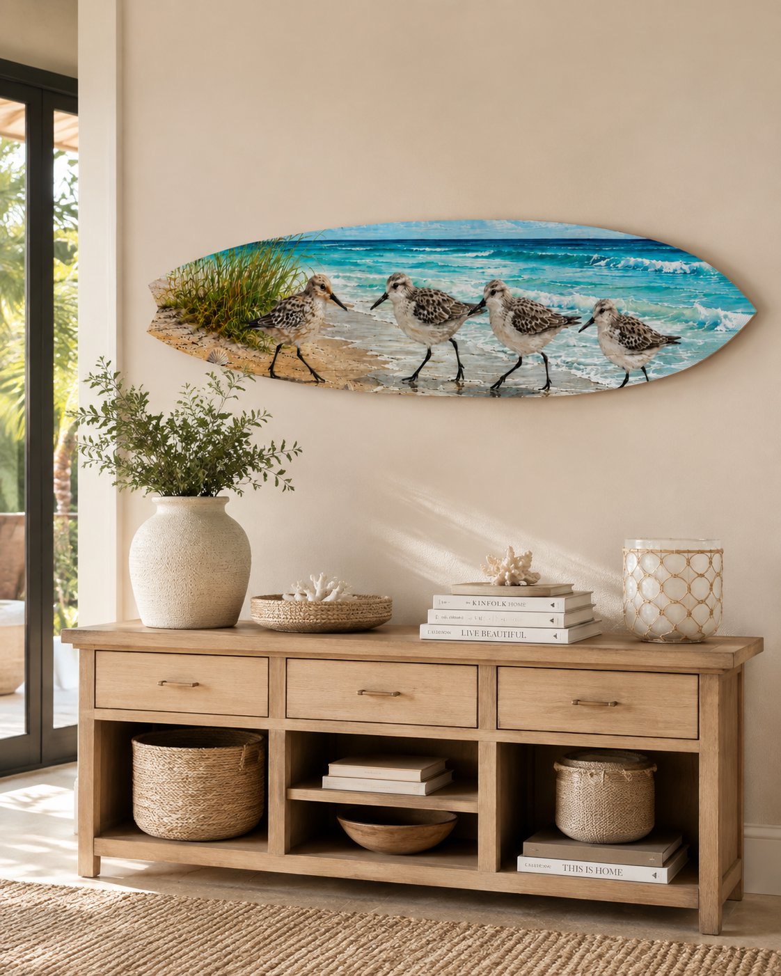 Shorebirds Sandpipers Surfboard Wall Art  PVC Indoor Outdoor