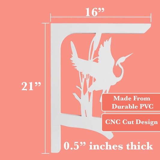 Egret Heron Mailbox Bracket: Weather Resistant PVC, Wings Expanded
