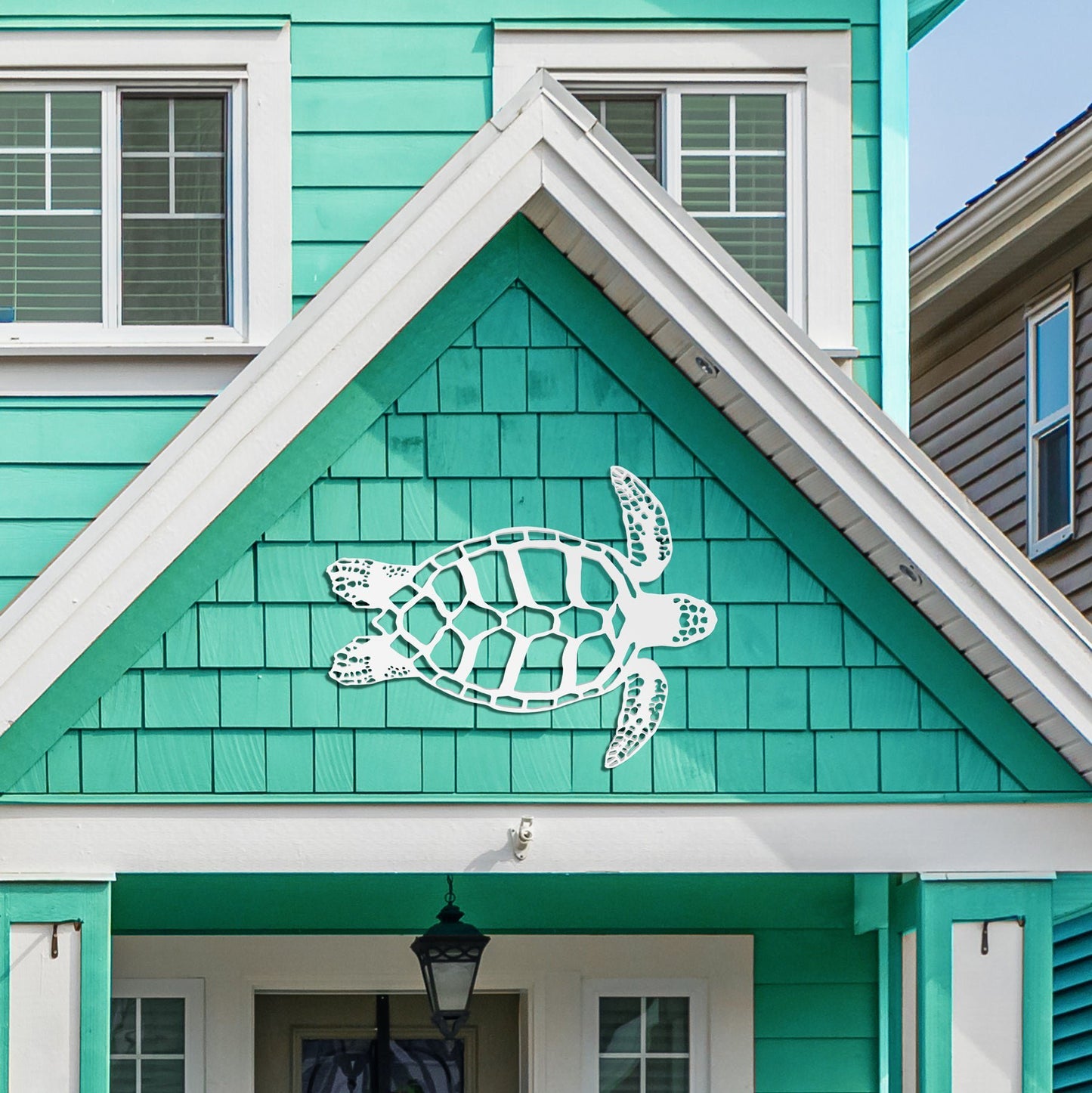 Outdoor Swimming Sea Turtle Wall Decor - PVC Turtle Sign for Beach House, Porch, Fence
